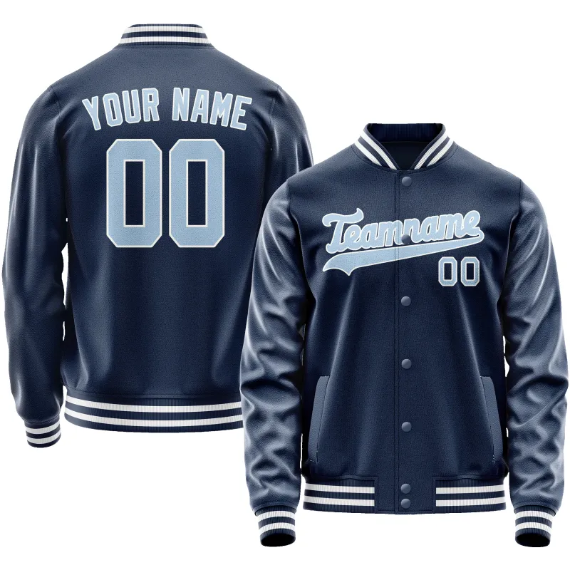 Custom Royal Light-Blue Solid Color Varsity Letterman Jacket sold by Tailorly