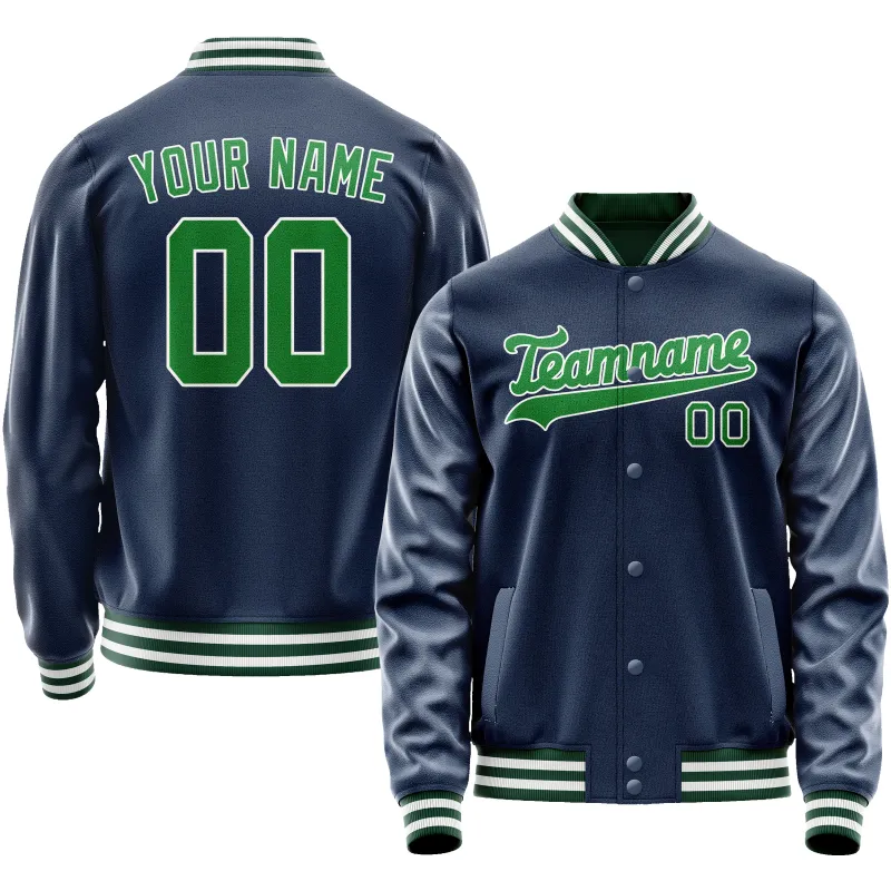 Custom Royal Neon-Green Solid Color Varsity Letterman Jacket sold by Tailorly