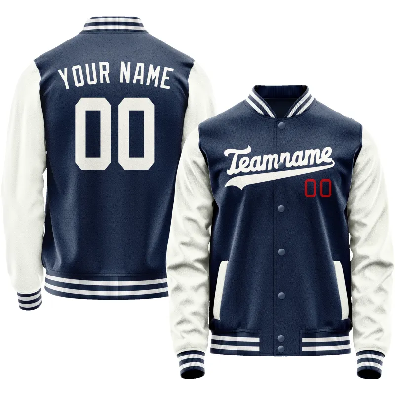 Custom Royal White Solid Color Varsity Letterman Jacket sold by Tailorly