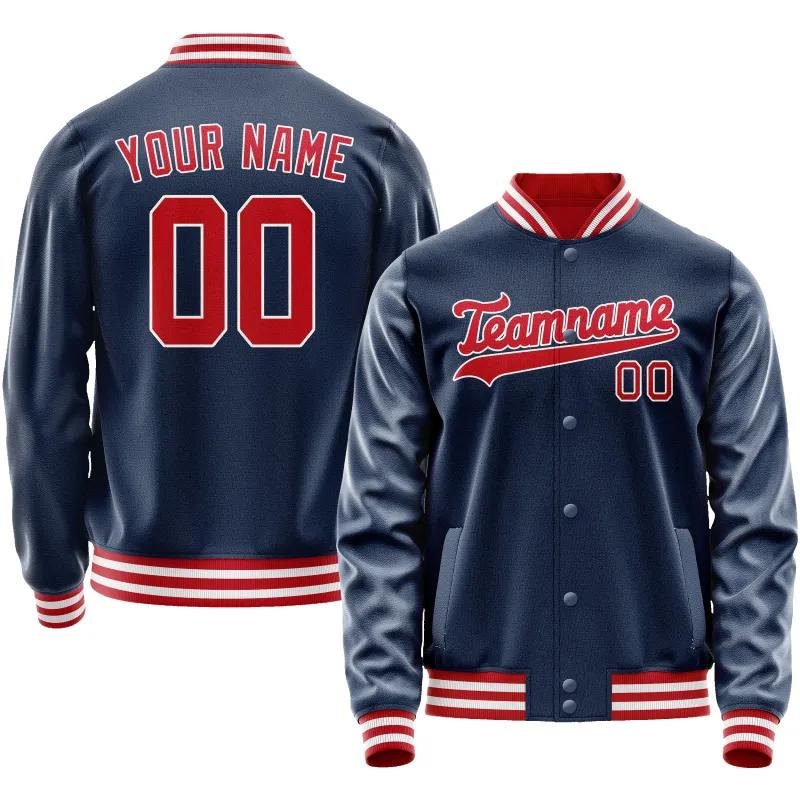 Custom Royal Crimson Solid Color Varsity Letterman Jacket sold by Tailorly