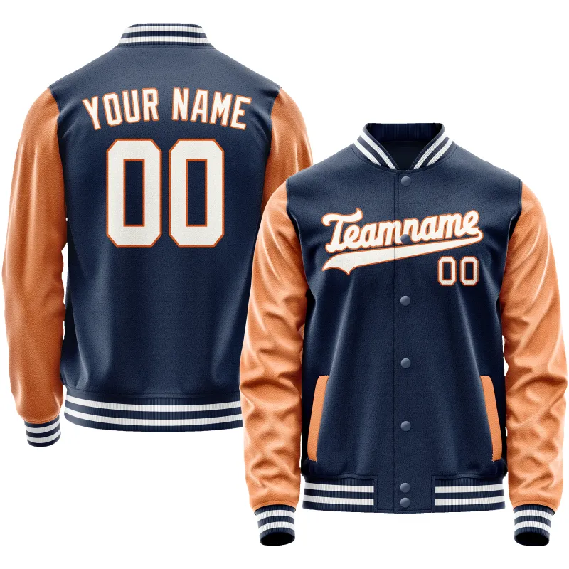 Custom Royal Texas-Orange Solid Color Varsity Letterman Jacket sold by Tailorly