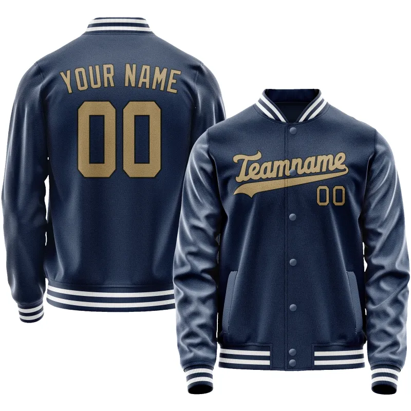 Custom Royal Old-Gold Solid Color Varsity Letterman Jacket sold by Tailorly