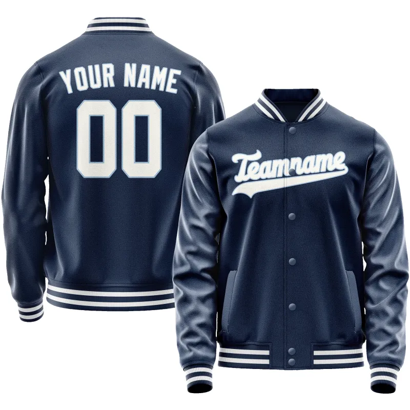 Custom Royal White Solid Color Varsity Letterman Jacket sold by Tailorly