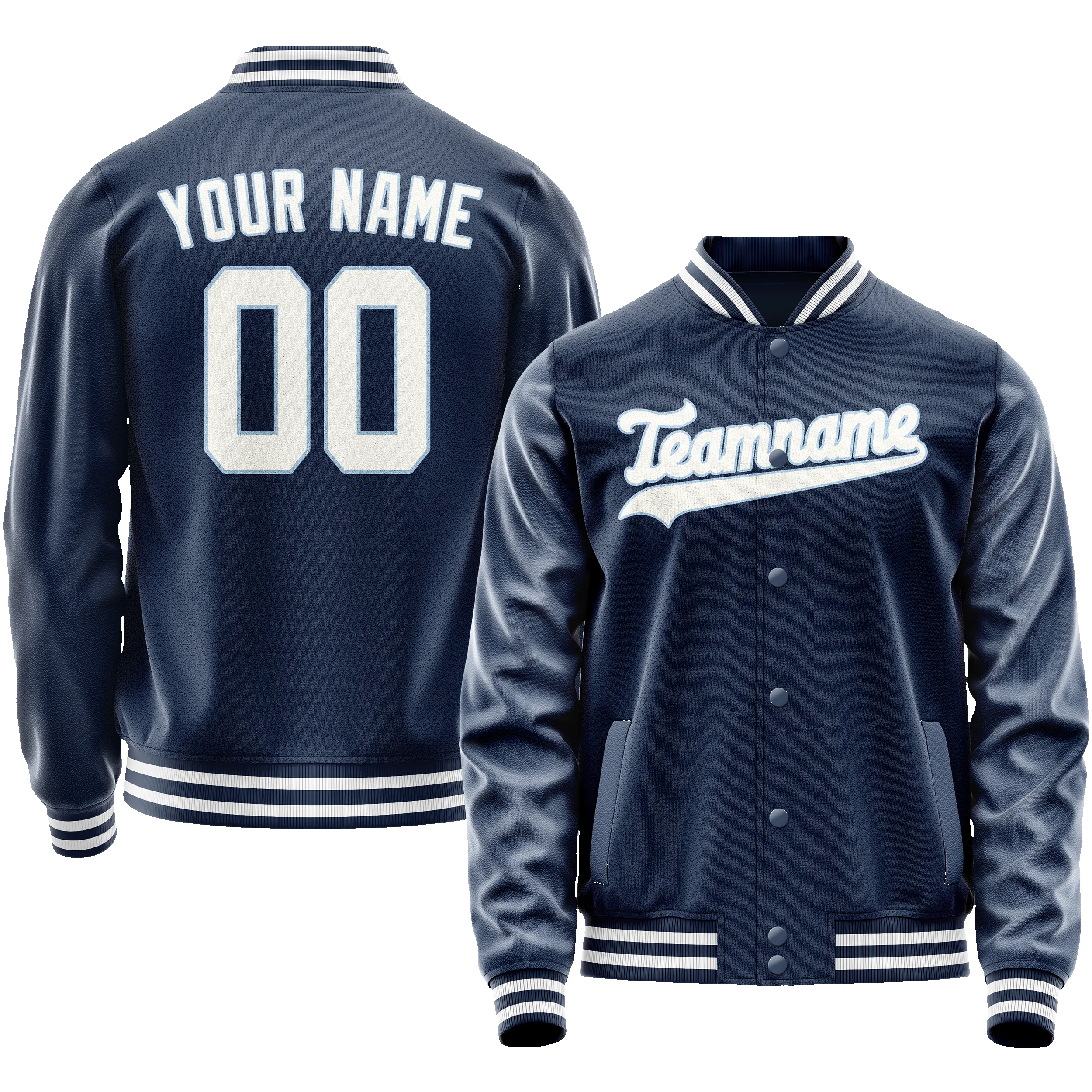 Custom Royal White Solid Color Varsity Letterman Jacket sold by Tailorly