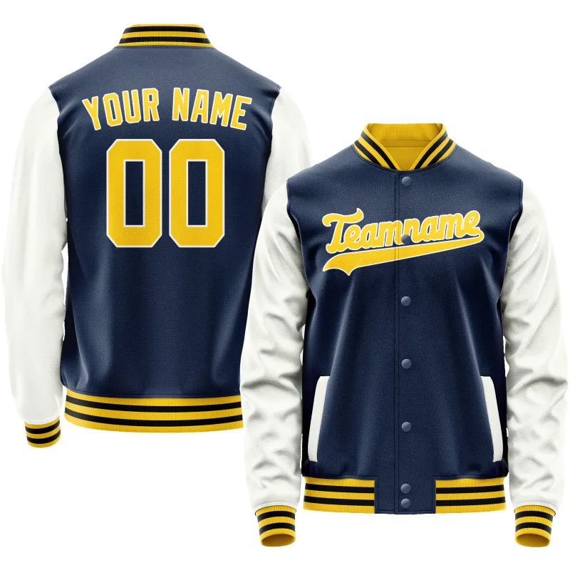 Custom Royal White Solid Color Varsity Letterman Jacket sold by Tailorly