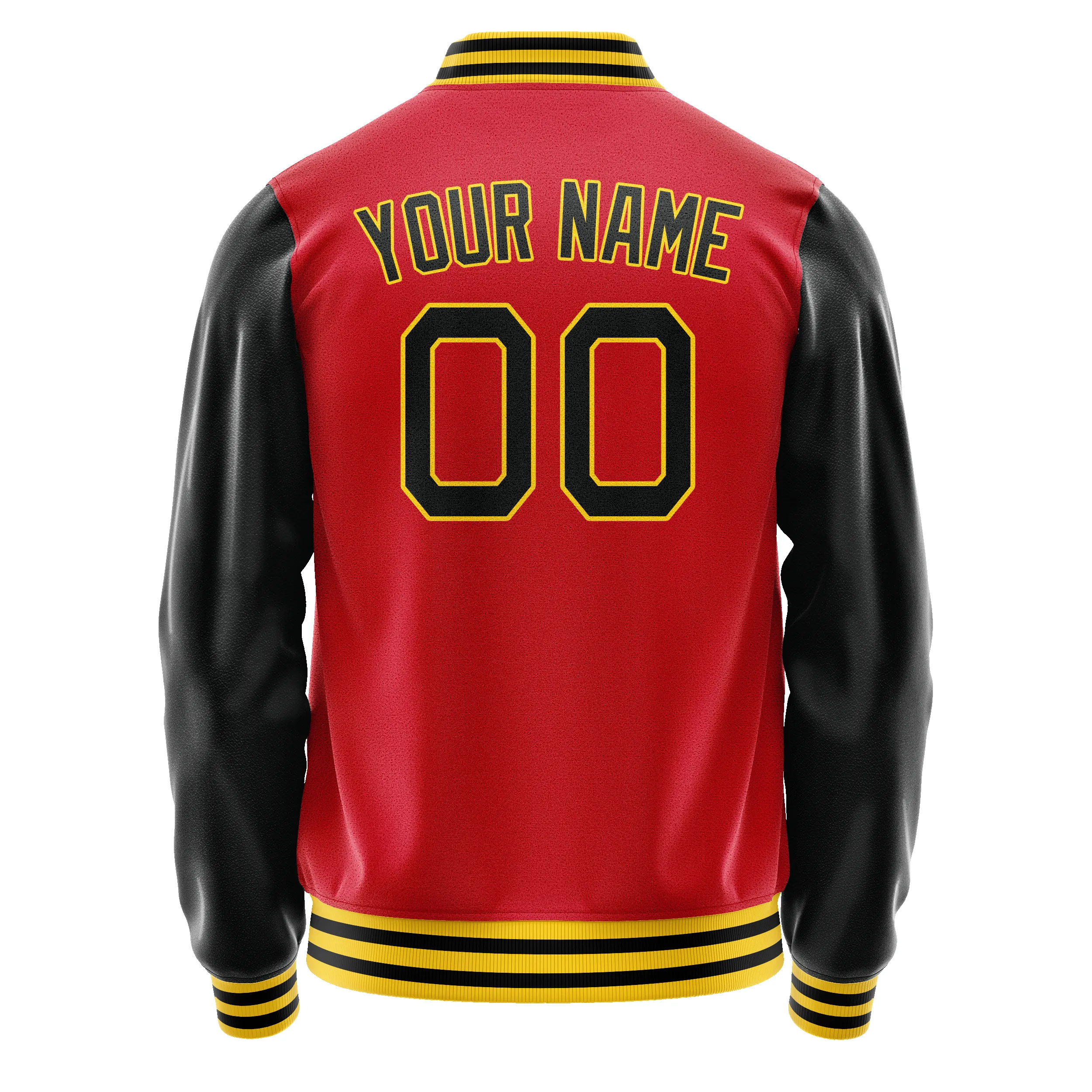 Custom Red Black Solid Color Varsity Letterman Jacket sold by Tailorly product image thumbnail 3