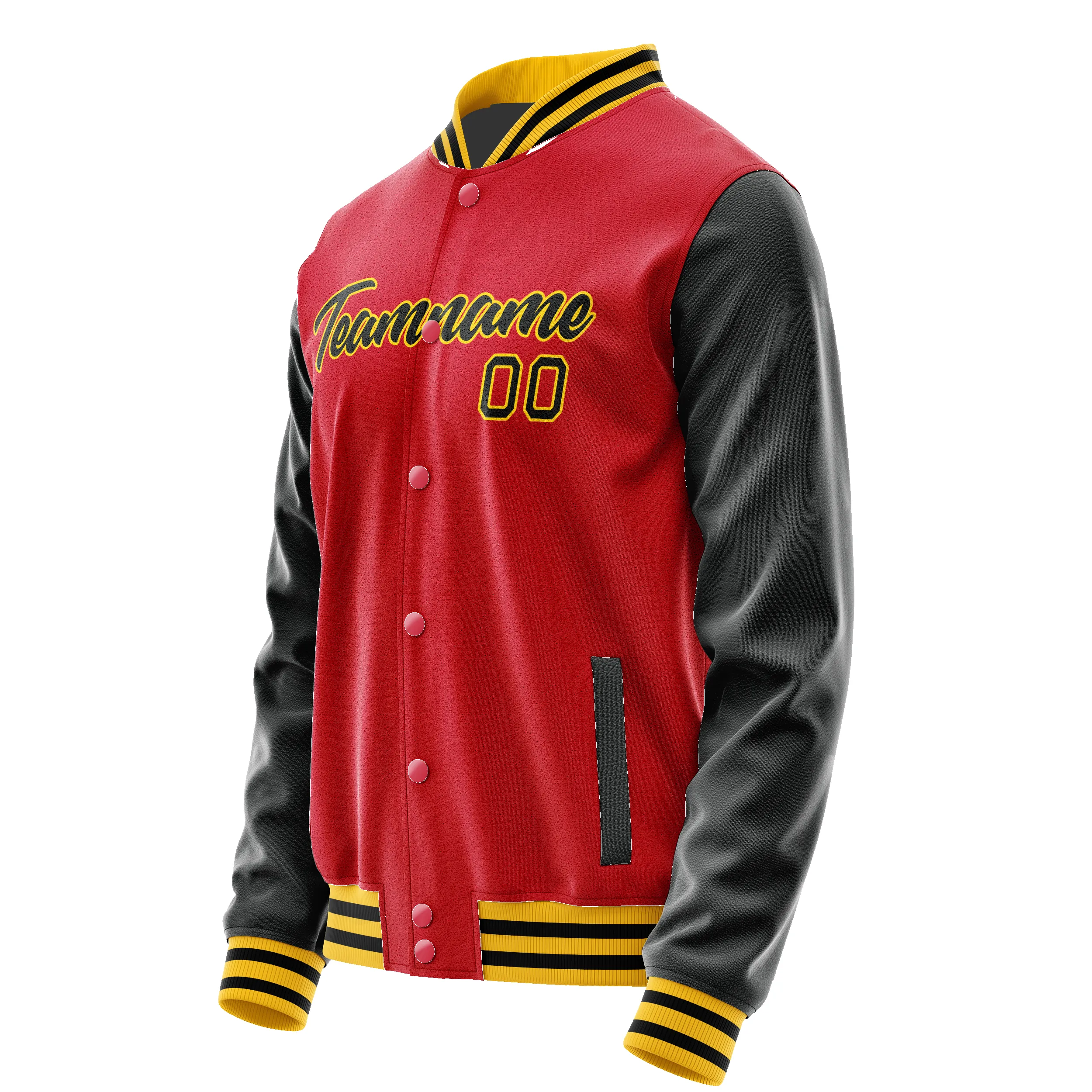 Custom Red Black Solid Color Varsity Letterman Jacket sold by Tailorly product image thumbnail 4