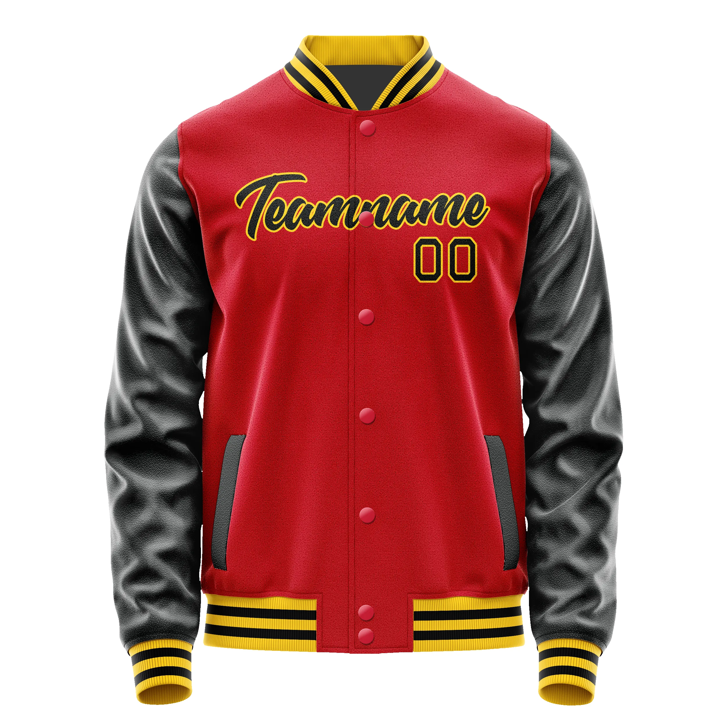 Custom Red Black Solid Color Varsity Letterman Jacket sold by Tailorly product image thumbnail 2