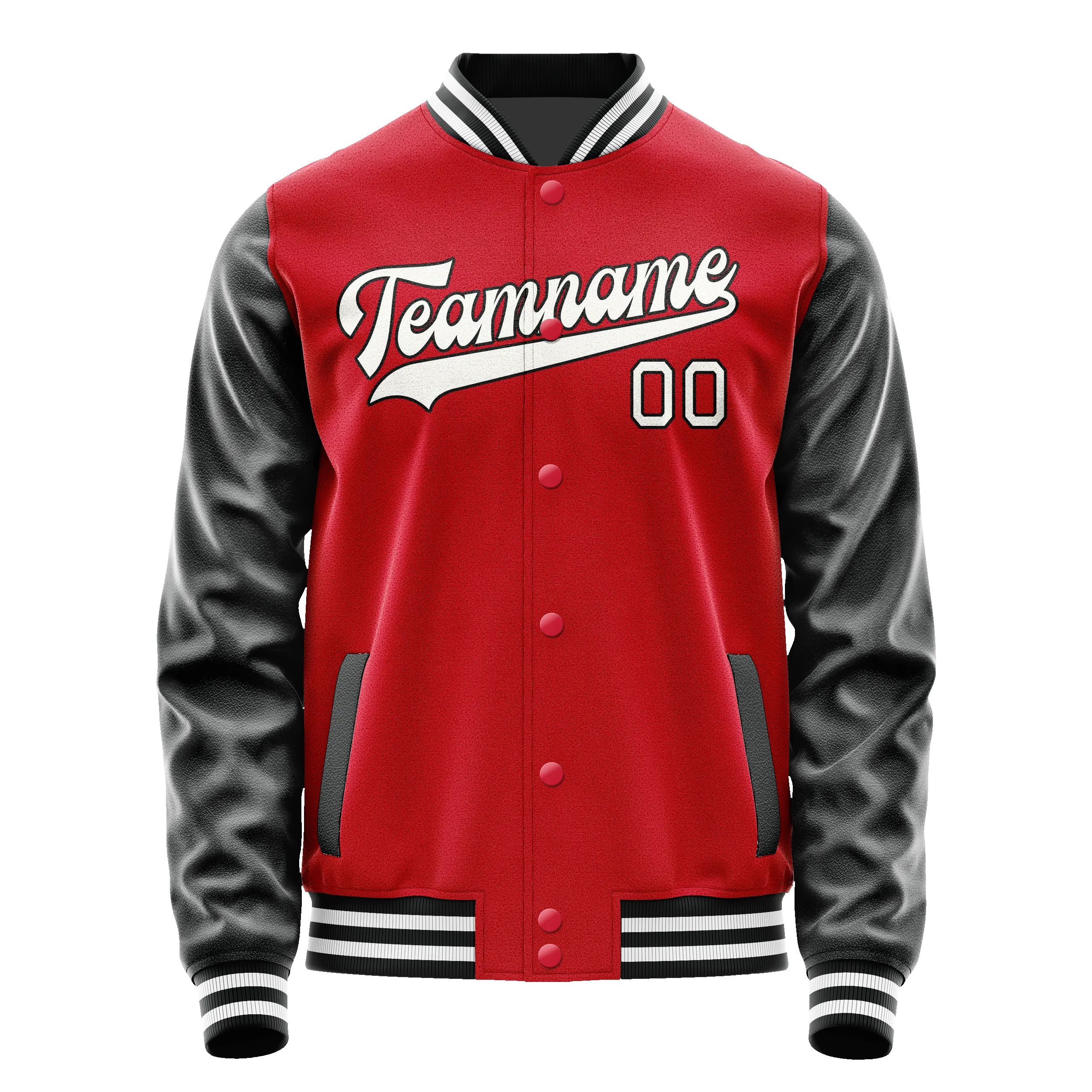Custom Red Black Solid Color Varsity Letterman Jacket sold by Tailorly product image thumbnail 2