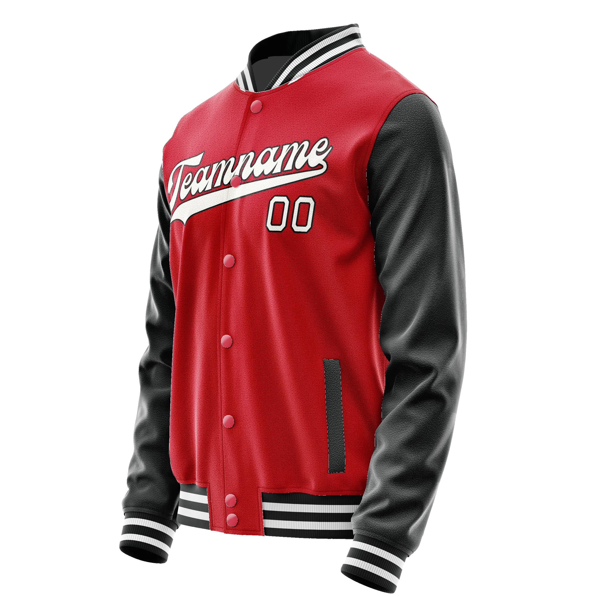 Custom Red Black Solid Color Varsity Letterman Jacket sold by Tailorly product image thumbnail 4
