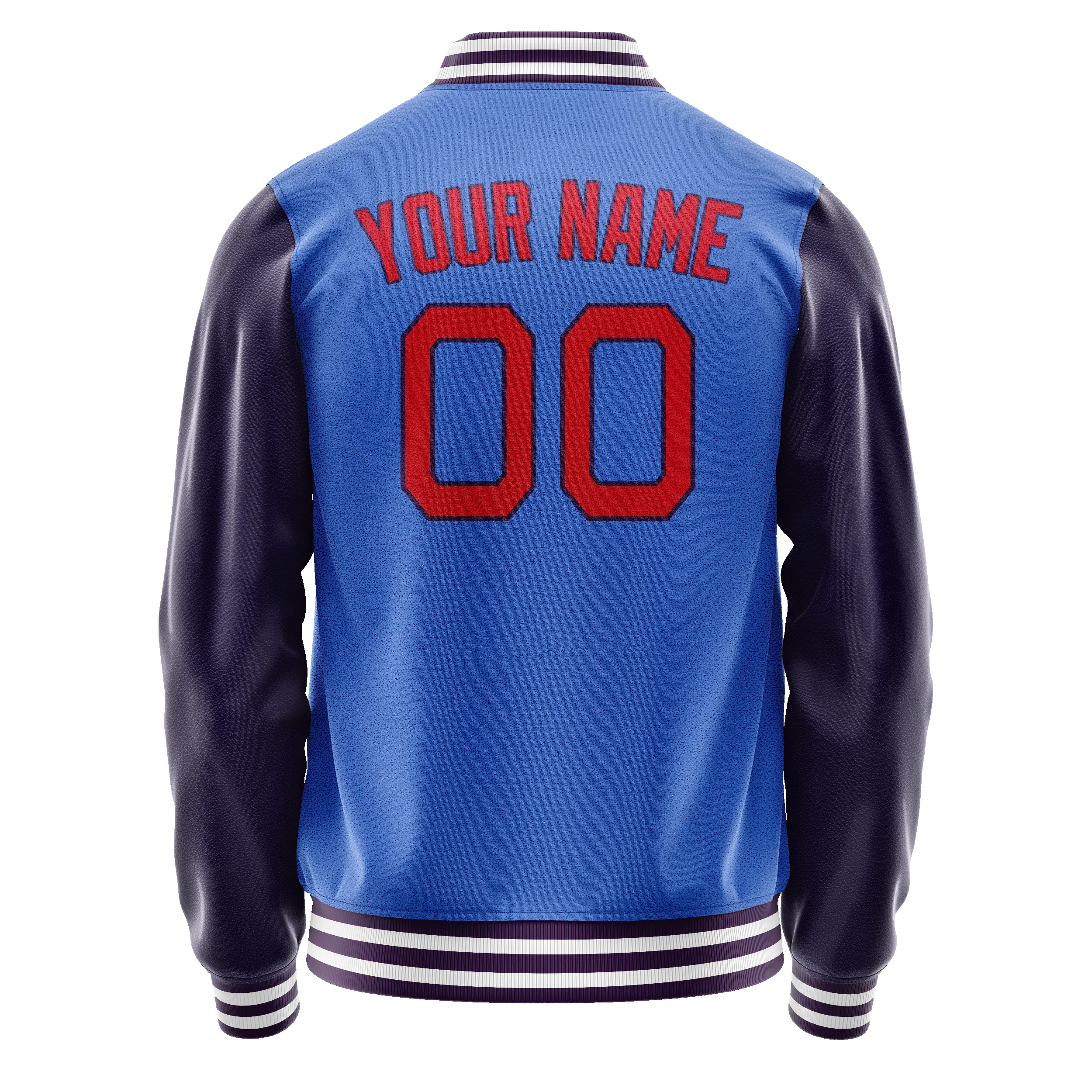 Custom Electric-Blue Purple Solid Color Varsity Letterman Jacket sold by Tailorly product image thumbnail 3