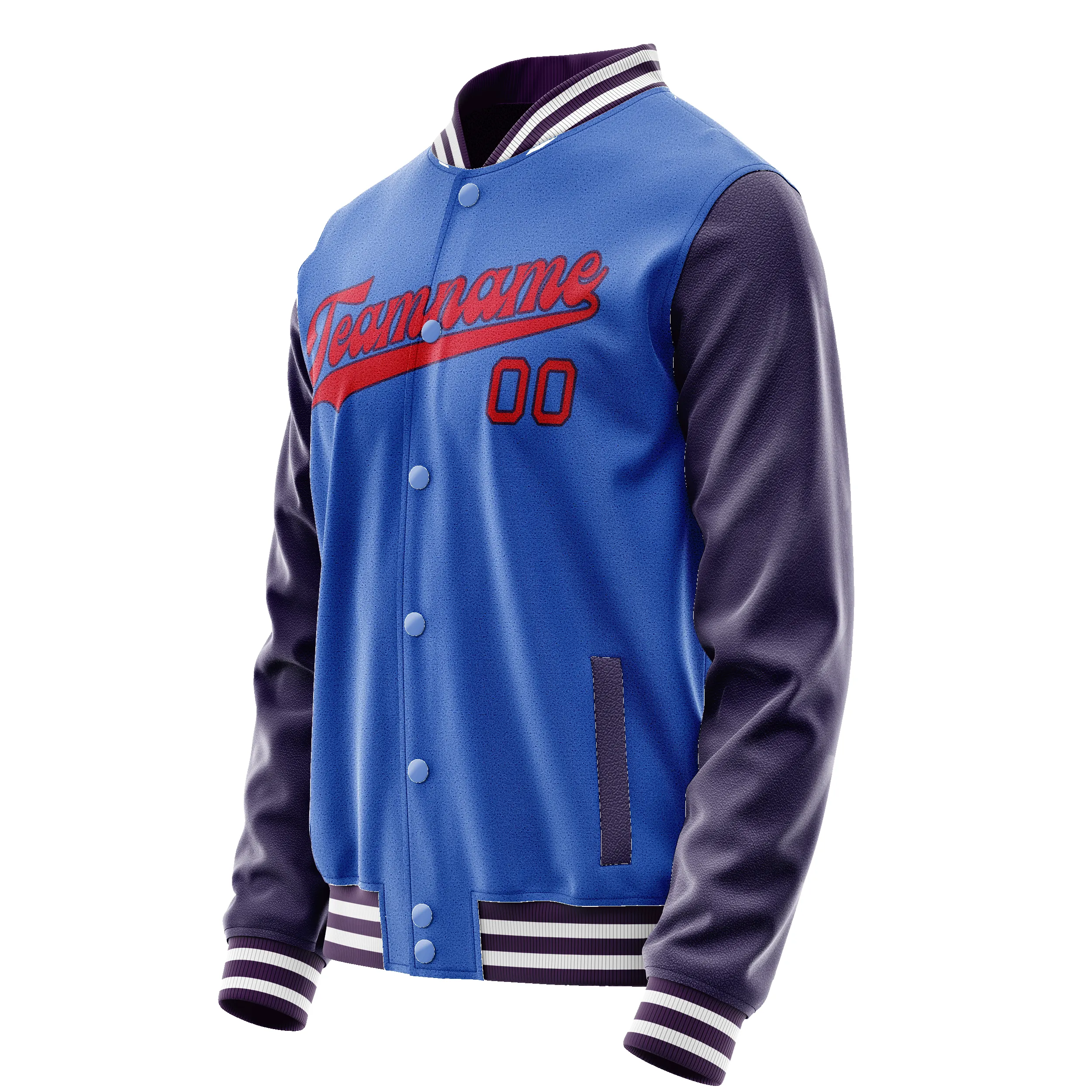 Custom Electric-Blue Purple Solid Color Varsity Letterman Jacket sold by Tailorly product image thumbnail 4
