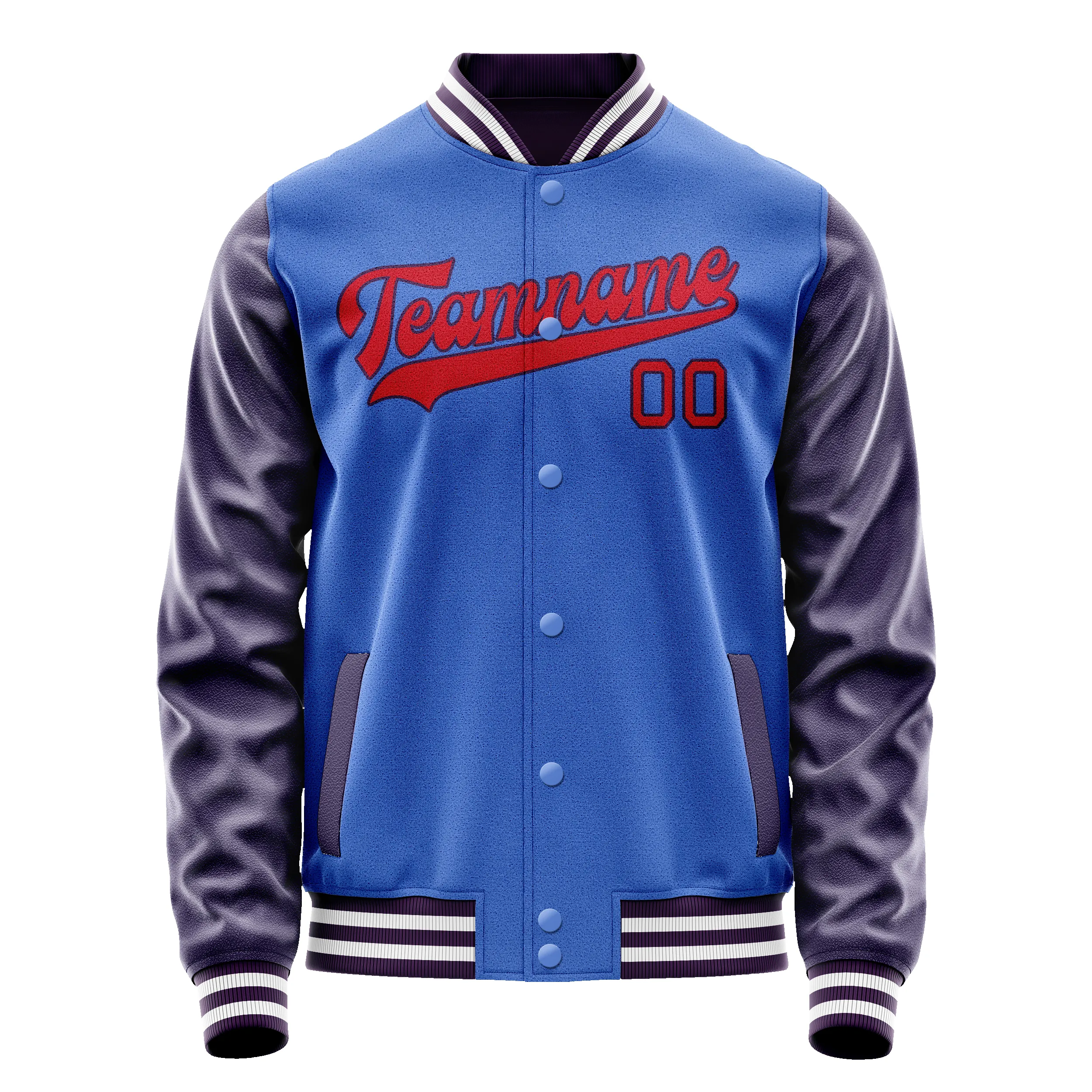 Custom Electric-Blue Purple Solid Color Varsity Letterman Jacket sold by Tailorly product image thumbnail 2