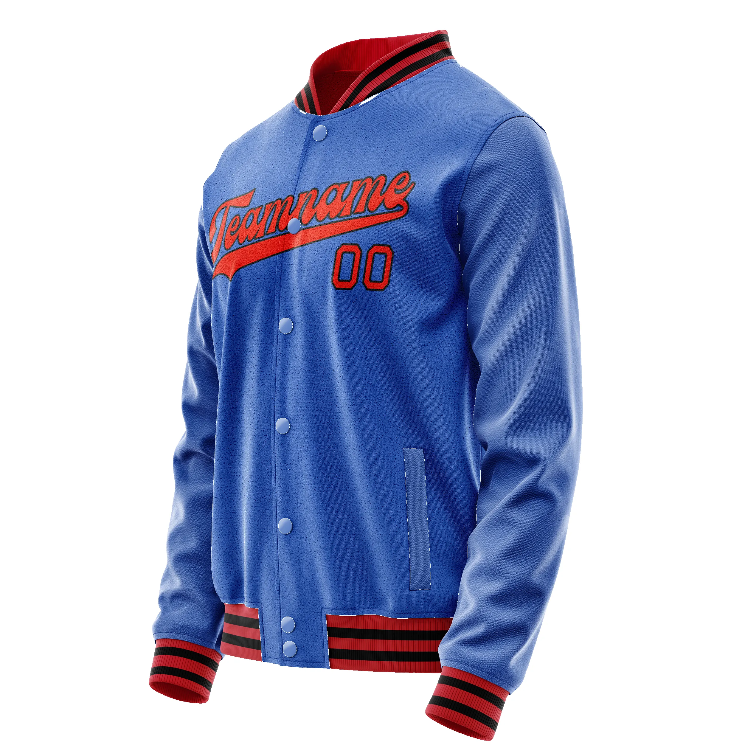 Custom Electric-Blue Orange Solid Color Varsity Letterman Jacket sold by Tailorly product image thumbnail 4