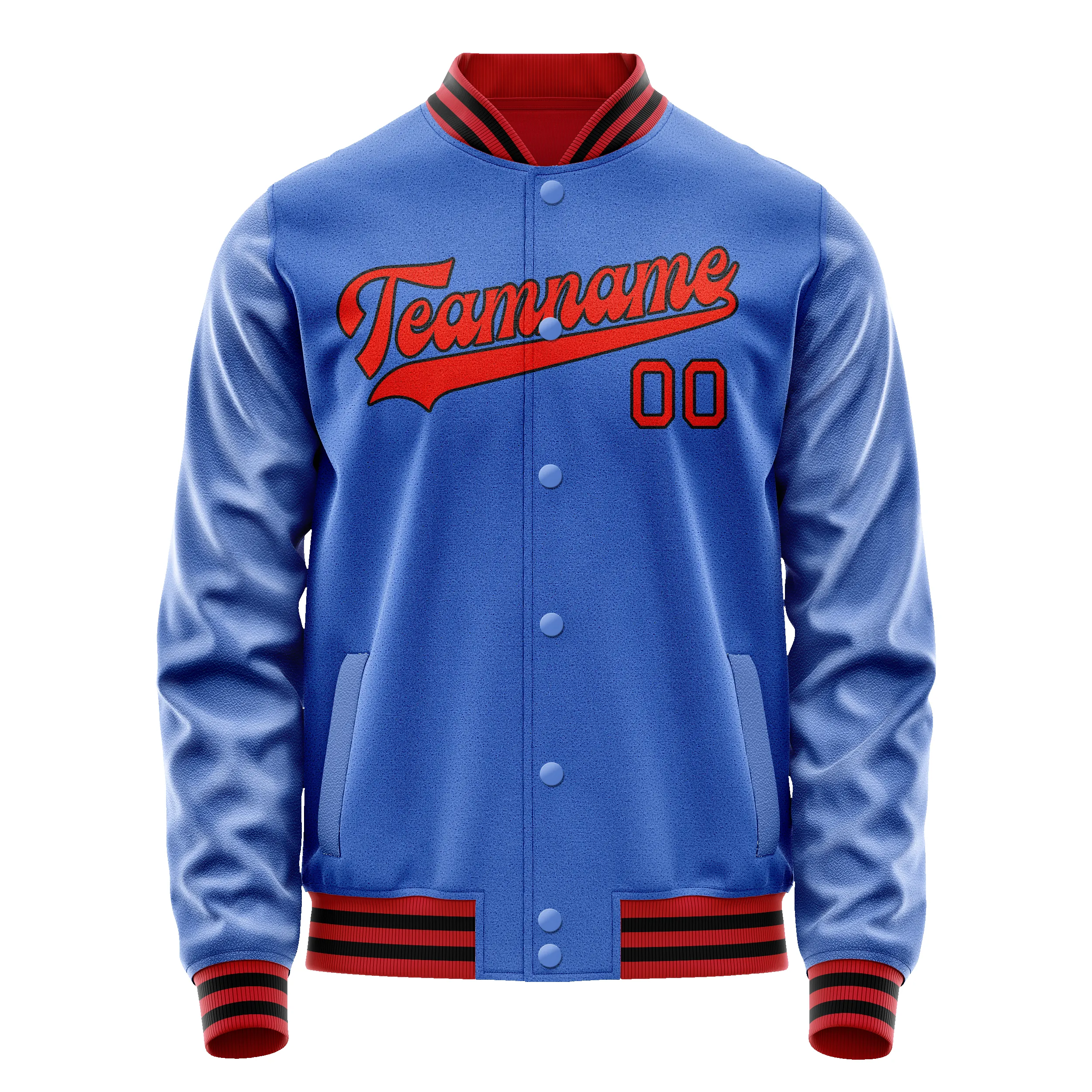 Custom Electric-Blue Orange Solid Color Varsity Letterman Jacket sold by Tailorly product image thumbnail 2