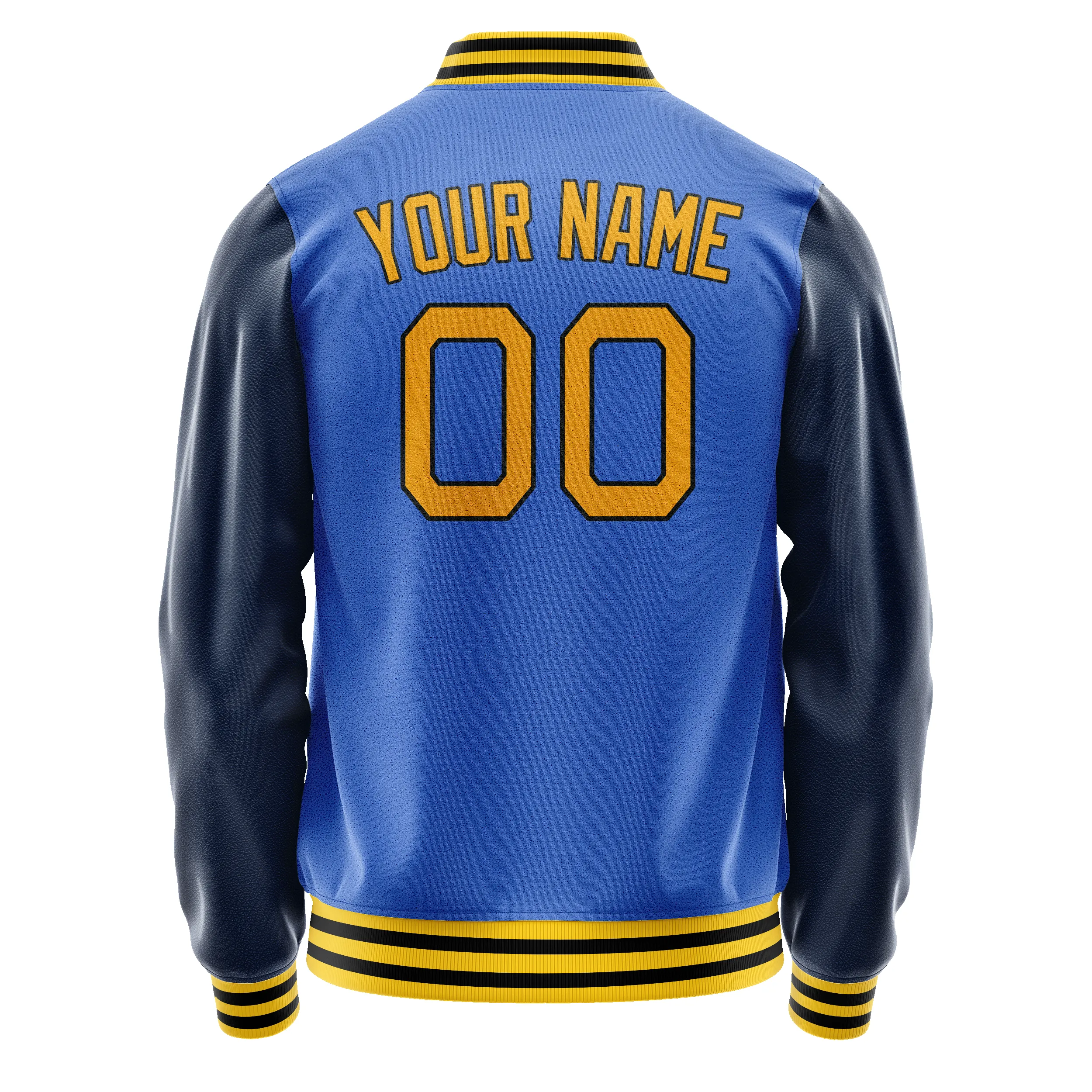 Custom Electric-Blue Navy Solid Color Varsity Letterman Jacket sold by Tailorly product image thumbnail 3