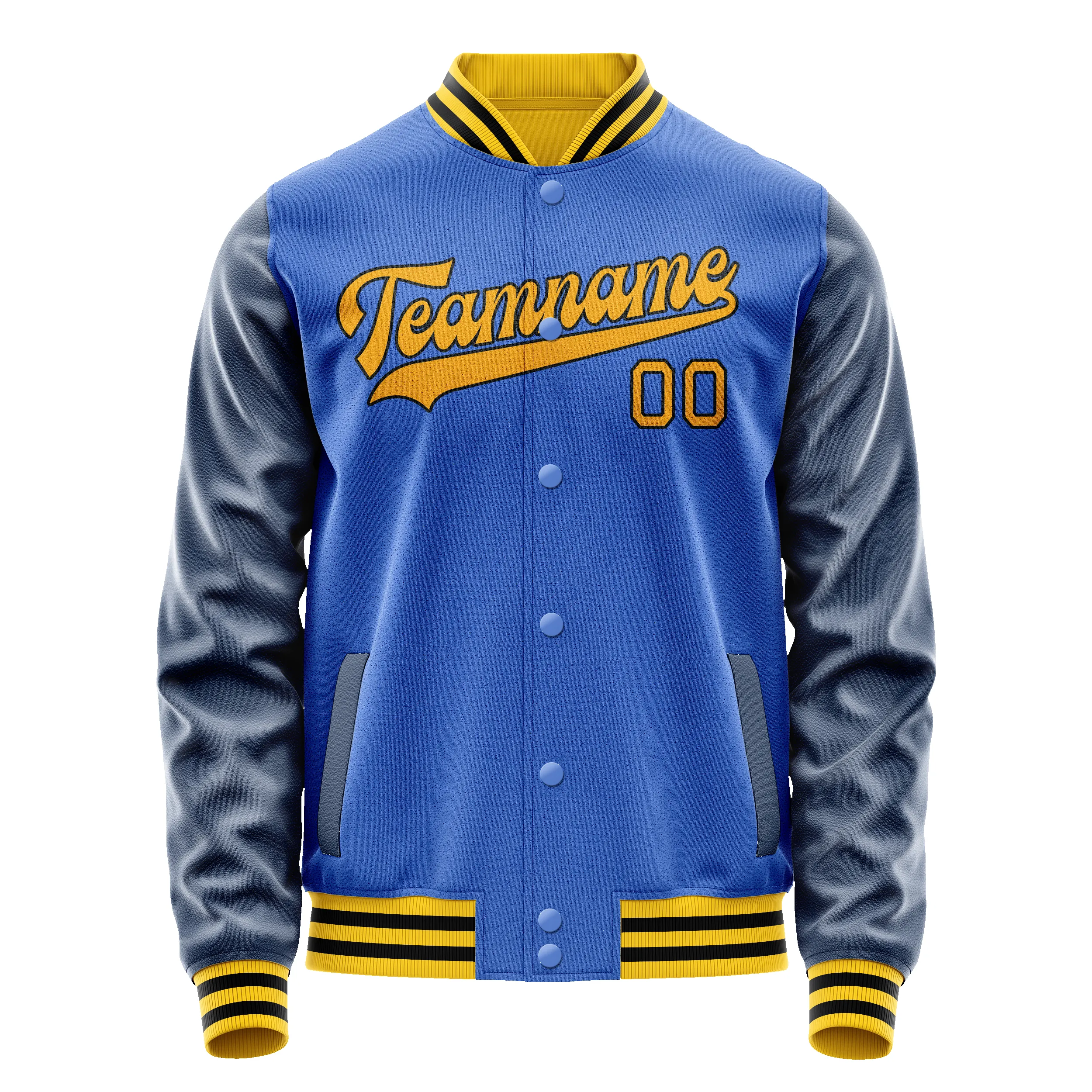 Custom Electric-Blue Navy Solid Color Varsity Letterman Jacket sold by Tailorly product image thumbnail 2