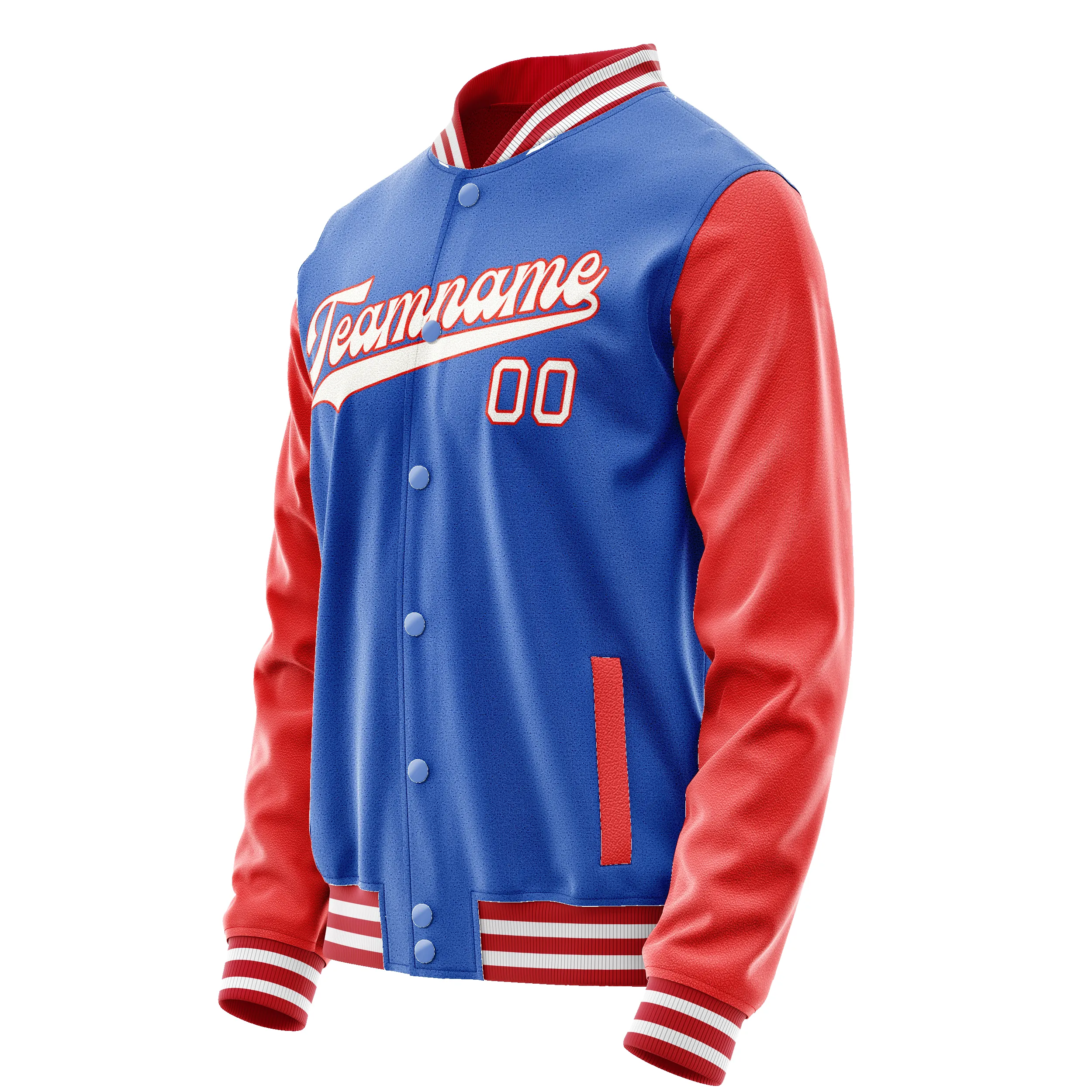 Custom Electric-Blue Orange Solid Color Varsity Letterman Jacket sold by Tailorly product image thumbnail 4
