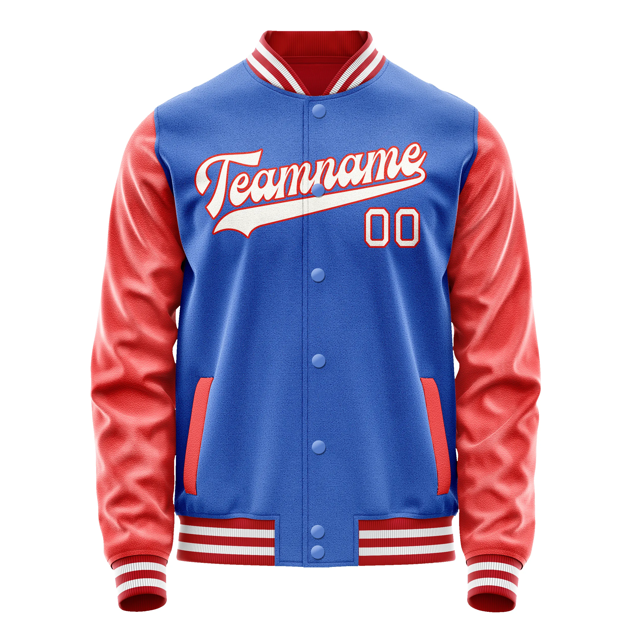 Custom Electric-Blue Orange Solid Color Varsity Letterman Jacket sold by Tailorly product image thumbnail 2