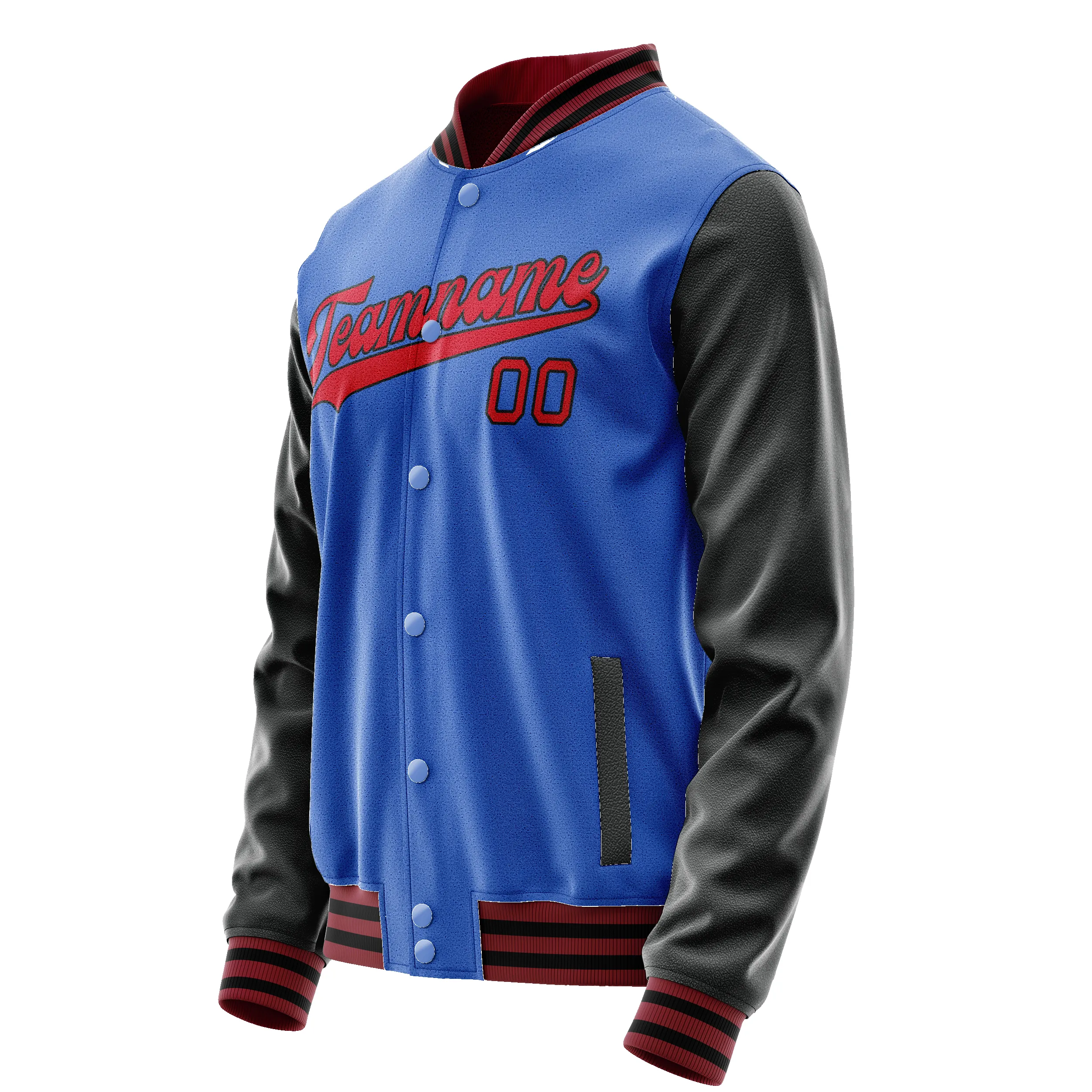 Custom Electric-Blue Red Solid Color Varsity Letterman Jacket sold by Tailorly product image thumbnail 3