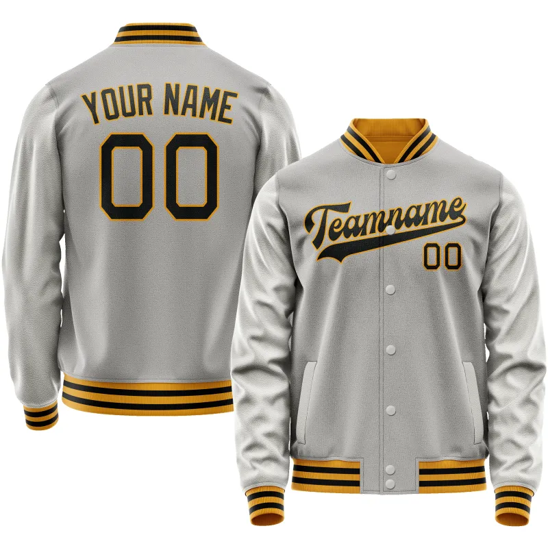 Custom Gray Black Solid Color Varsity Letterman Jacket sold by Tailorly