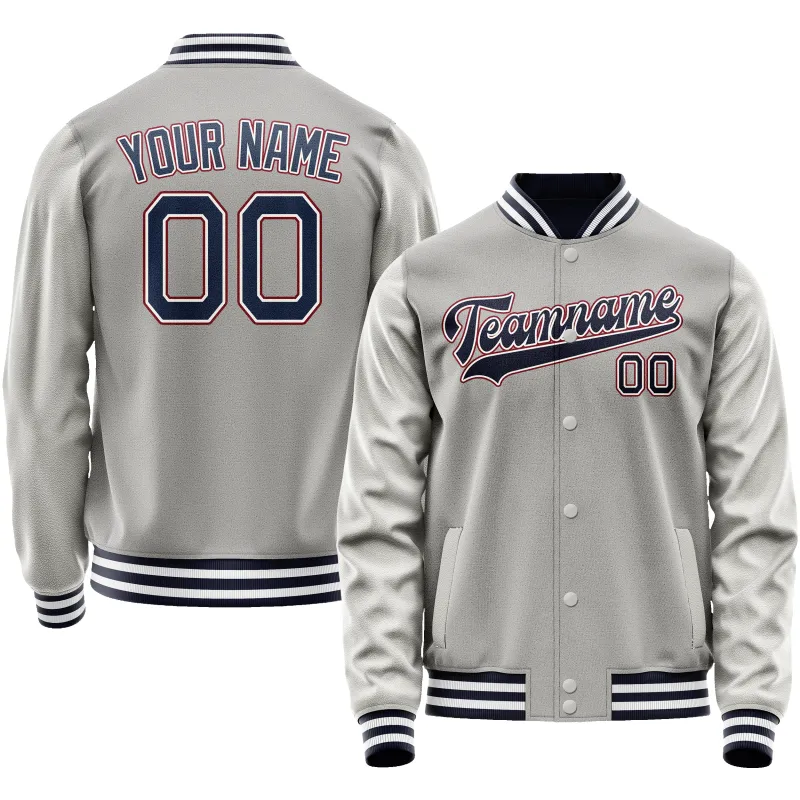 Custom Gray Royal Solid Color Varsity Letterman Jacket sold by Tailorly