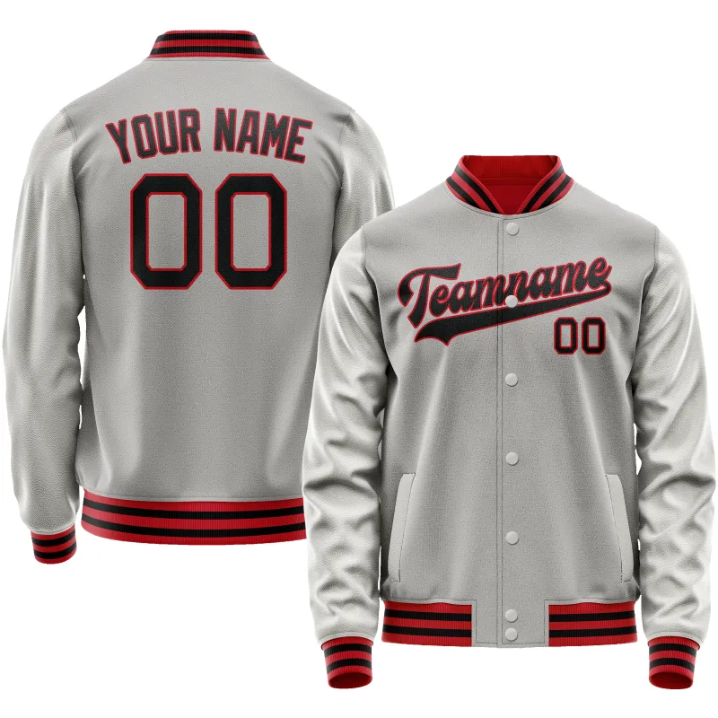 Custom Gray Black Solid Color Varsity Letterman Jacket sold by Tailorly