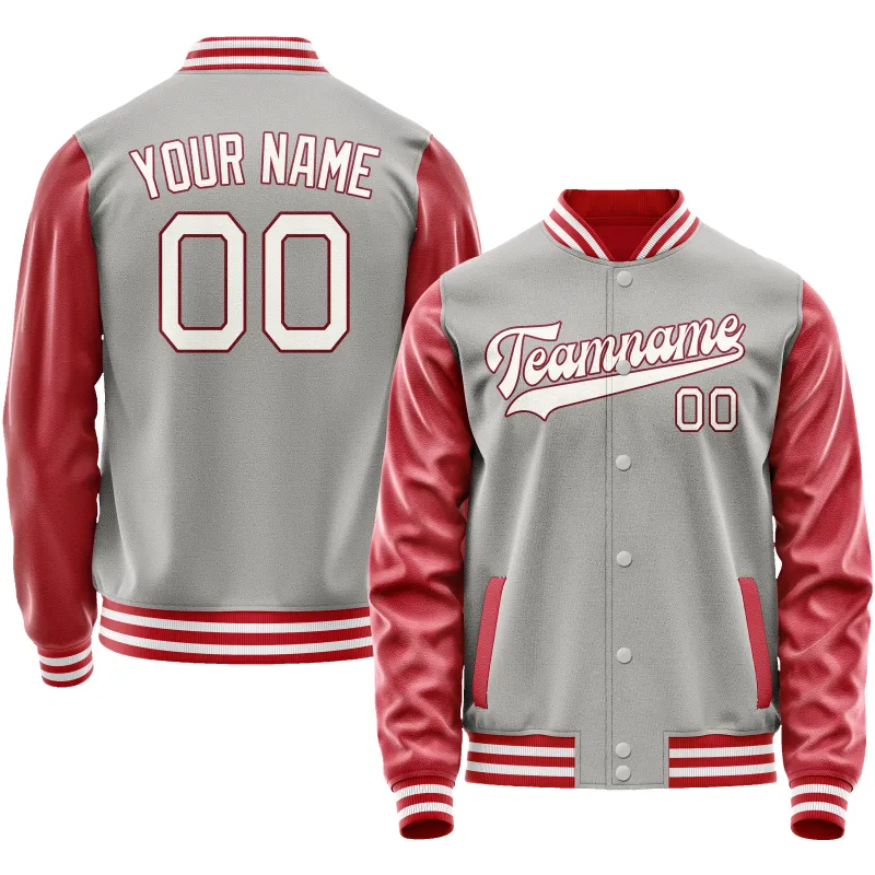 Custom Gray Texas-Orange Solid Color Varsity Letterman Jacket sold by Tailorly
