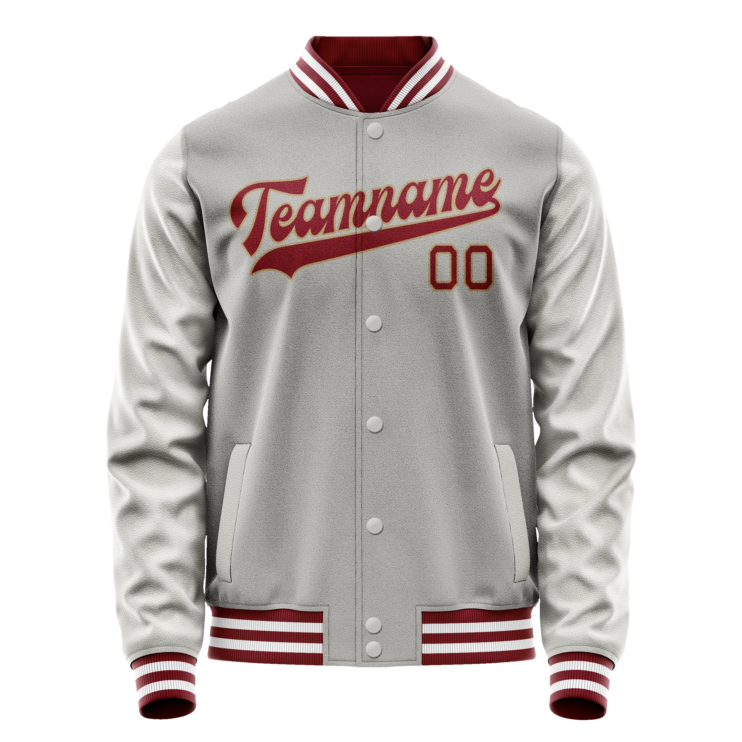 Custom Gray Texas-Orange Solid Color Varsity Letterman Jacket sold by Tailorly