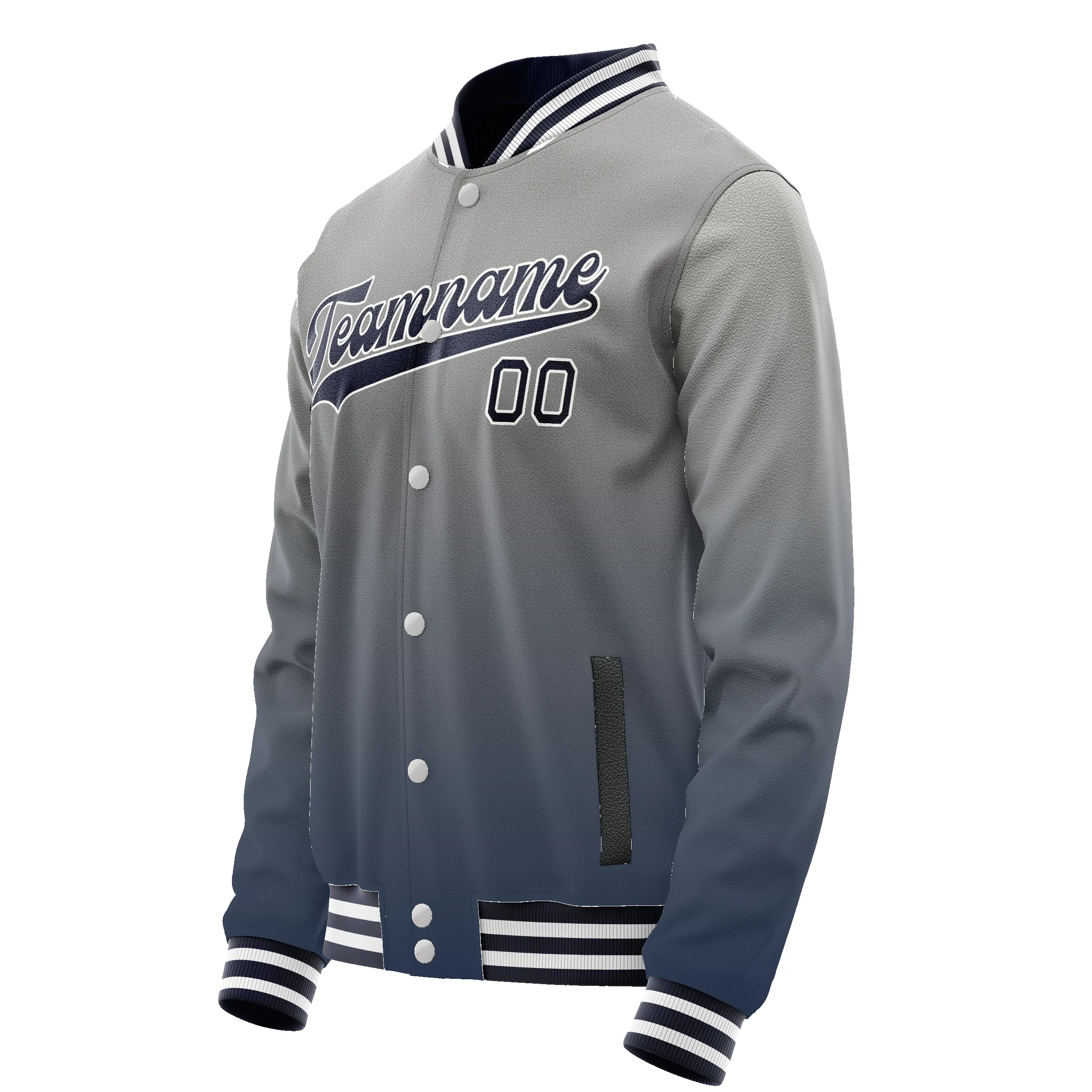 Custom Gray Navy Gradient Varsity Letterman Jacket sold by Tailorly product image thumbnail 4
