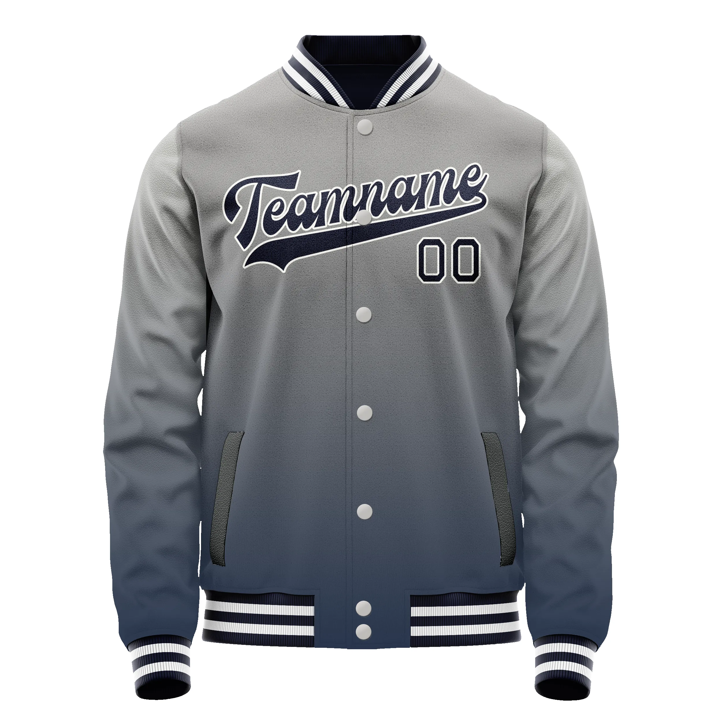 Custom Gray Navy Gradient Varsity Letterman Jacket sold by Tailorly product image thumbnail 2