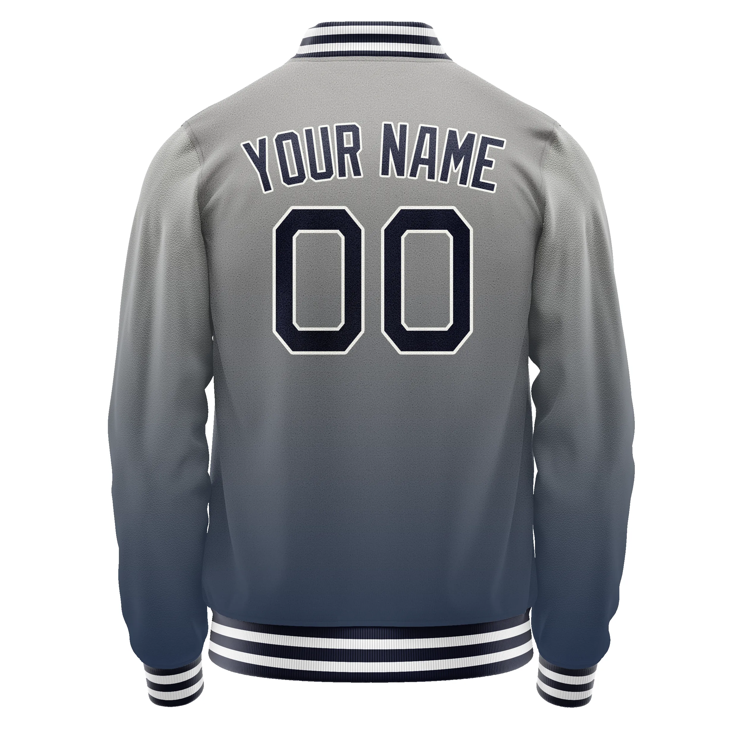 Custom Gray Navy Gradient Varsity Letterman Jacket sold by Tailorly product image thumbnail 3
