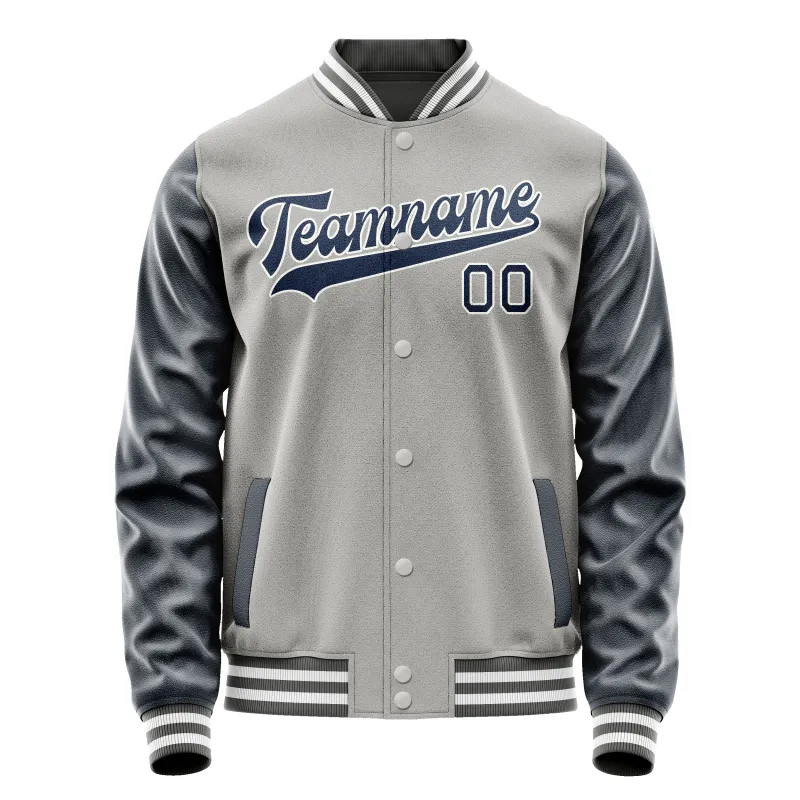 Custom Gray Royal Solid Color Varsity Letterman Jacket sold by Tailorly