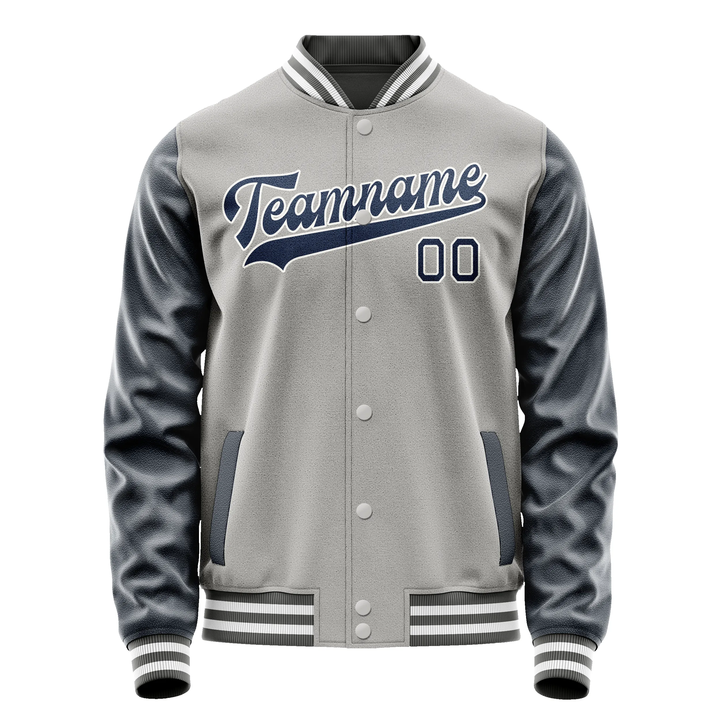 Custom Gray Royal Solid Color Varsity Letterman Jacket sold by Tailorly