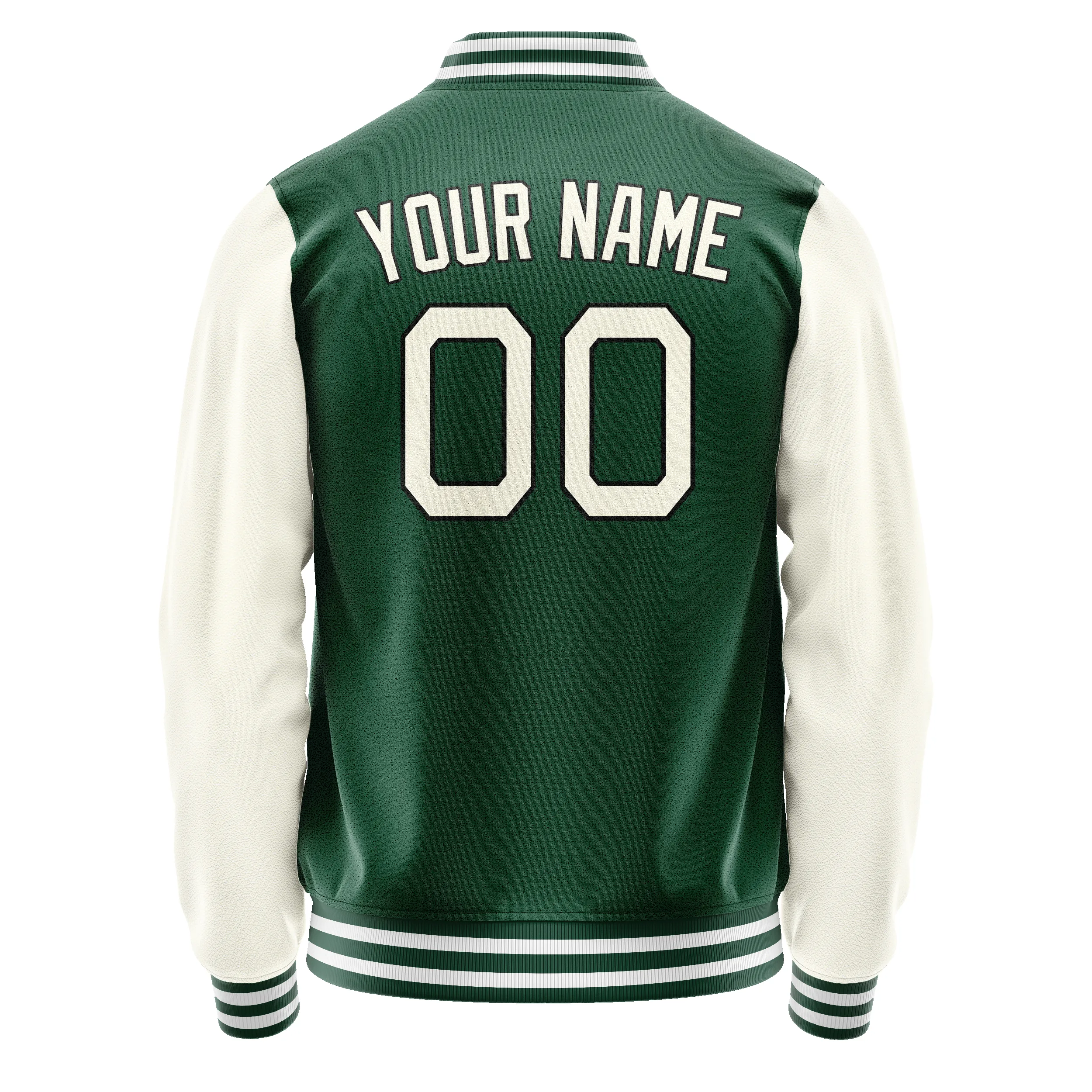 Custom Kelly-Green Cream Solid Color Varsity Letterman Jacket sold by Tailorly product image thumbnail 3