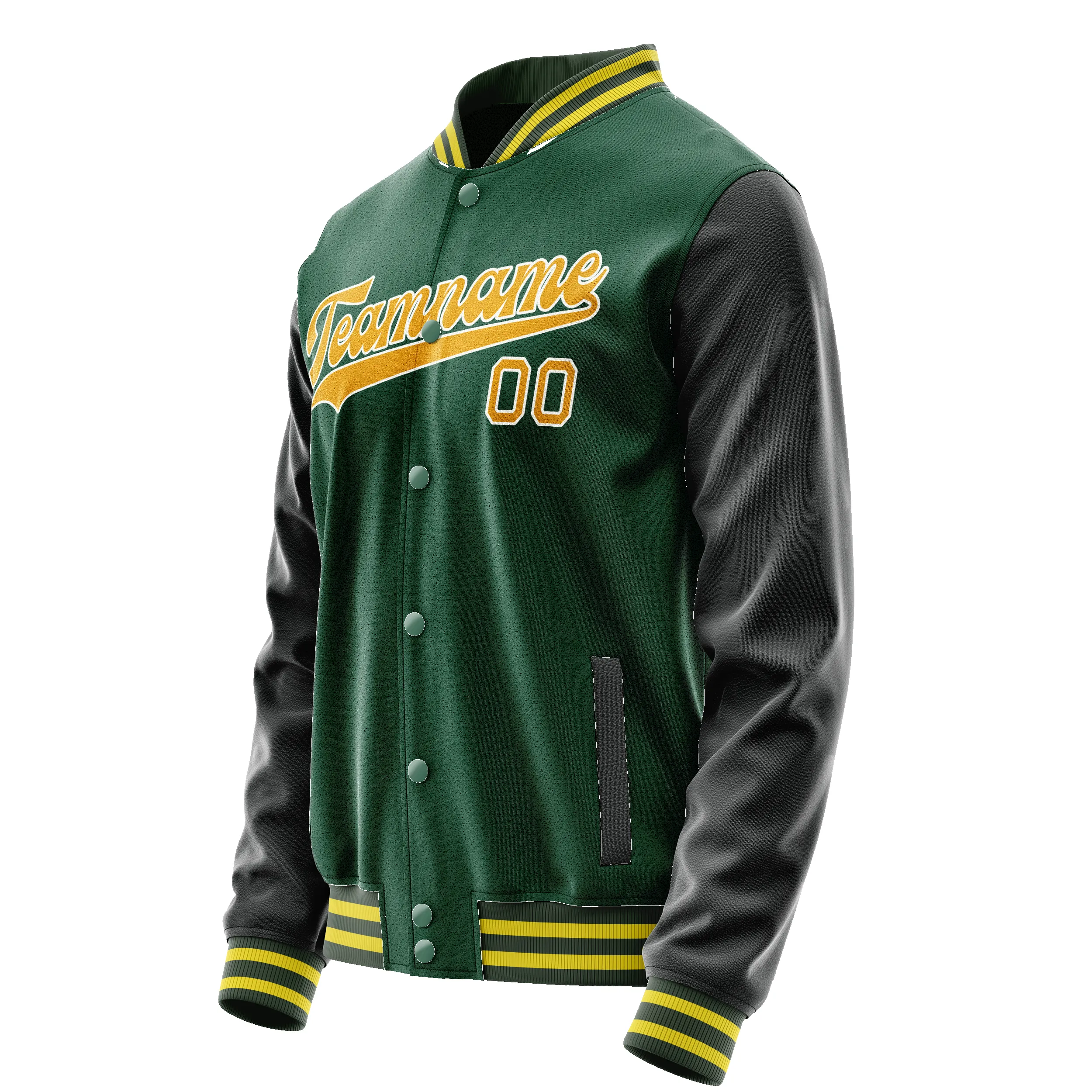 Custom Kelly-Green Gold Solid Color Varsity Letterman Jacket sold by Tailorly product image thumbnail 4