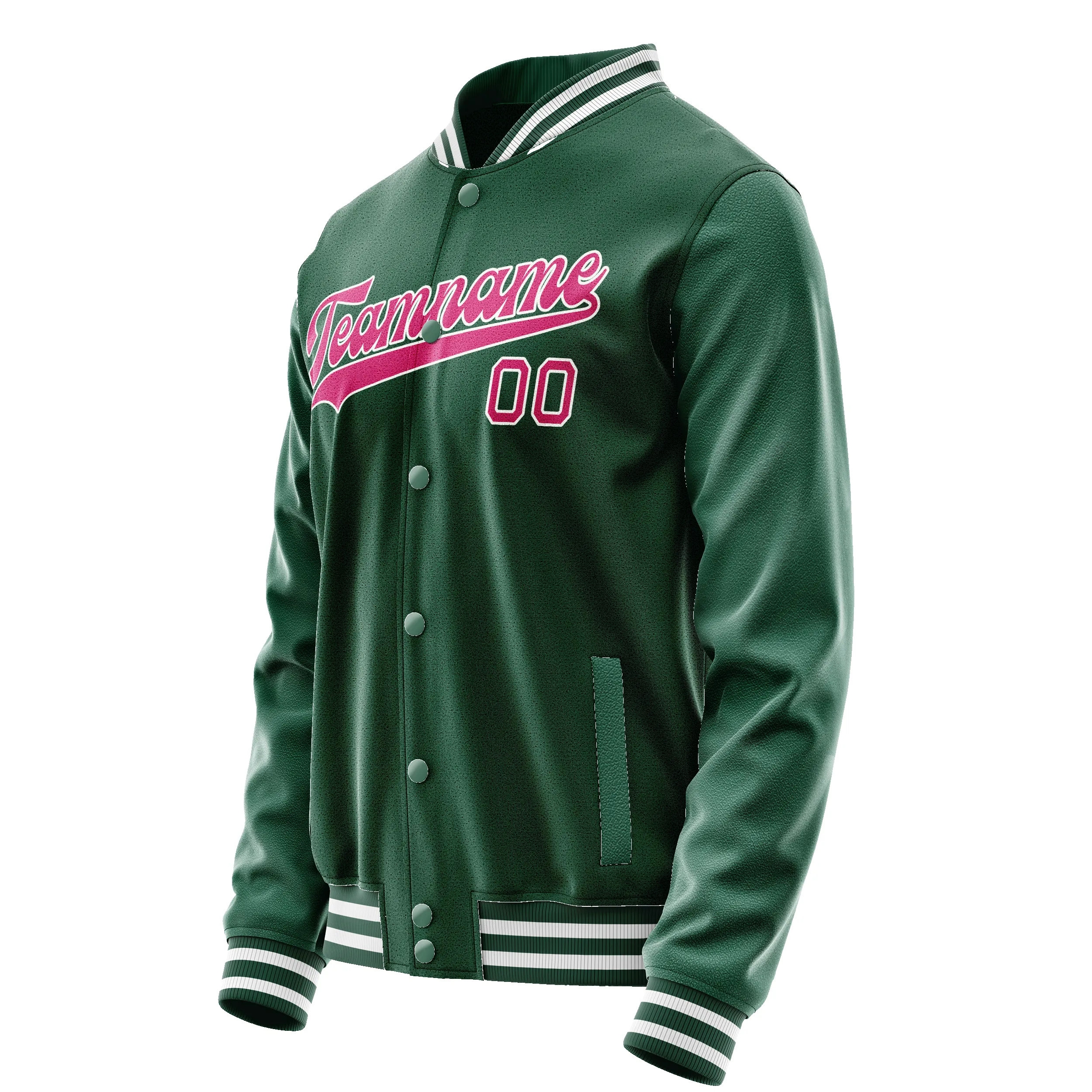 Custom Kelly-Green Pink Solid Color Varsity Letterman Jacket sold by Tailorly product image thumbnail 4