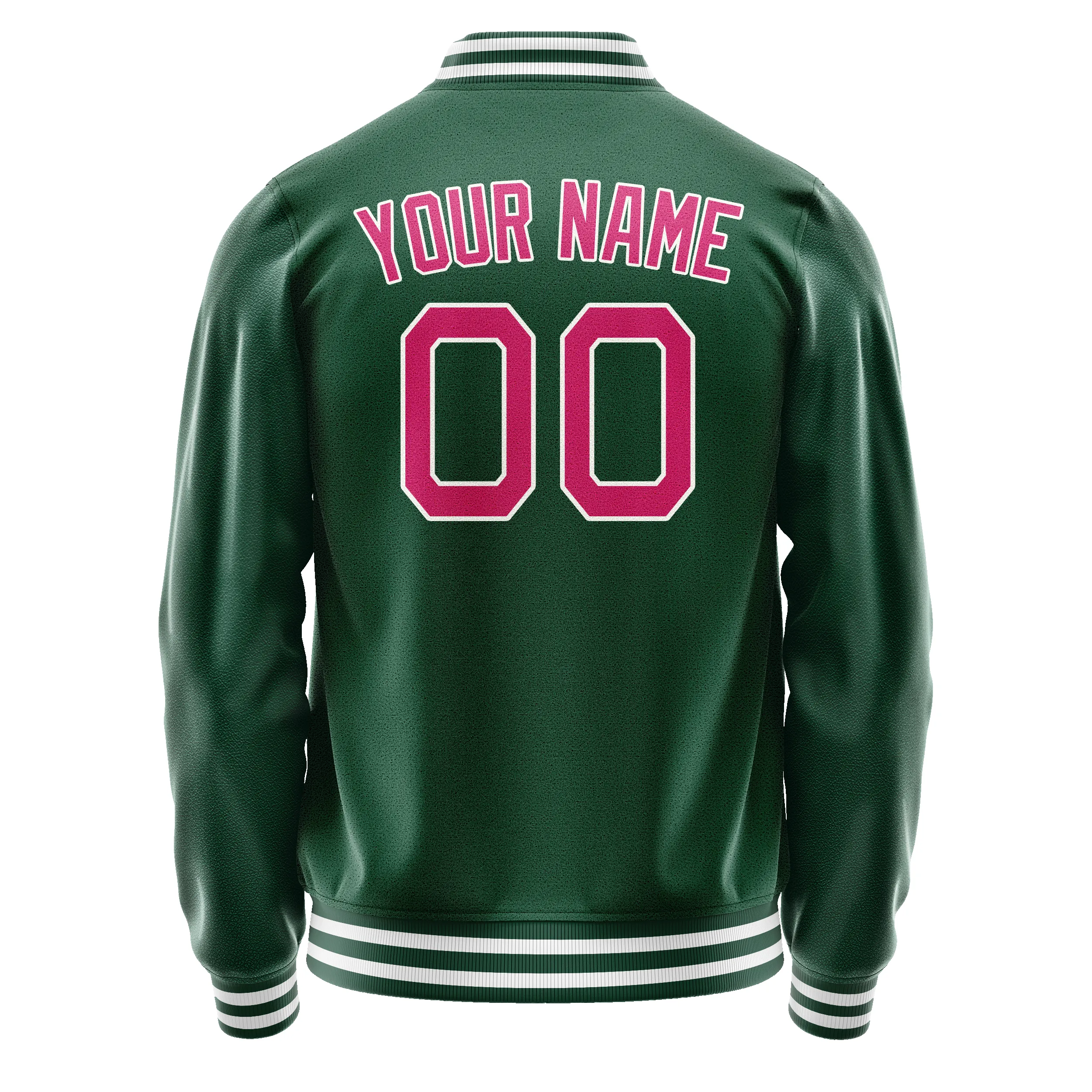 Custom Kelly-Green Pink Solid Color Varsity Letterman Jacket sold by Tailorly product image thumbnail 3