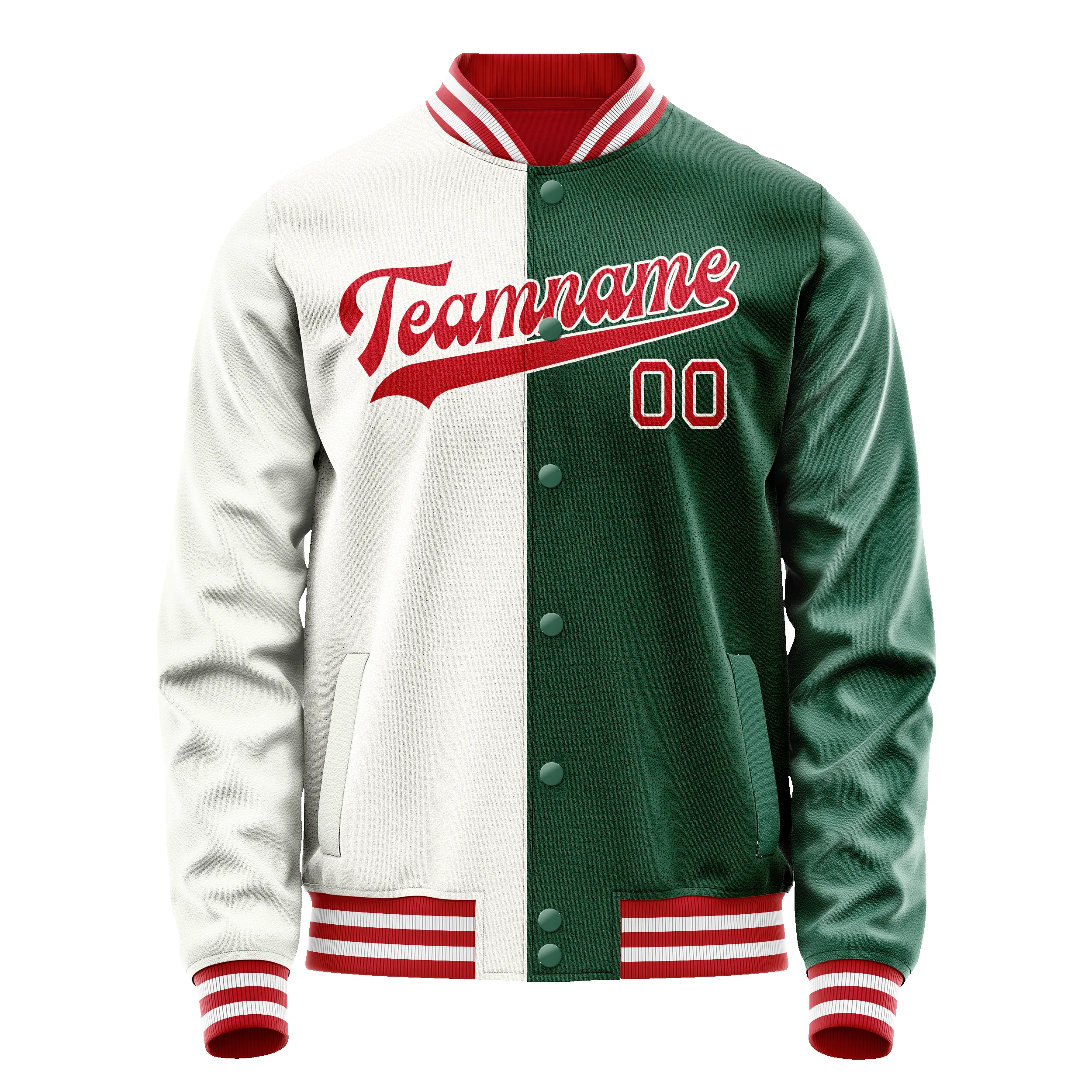 Custom Kelly-Green White Split Varsity Letterman Jacket sold by Tailorly product image thumbnail 2