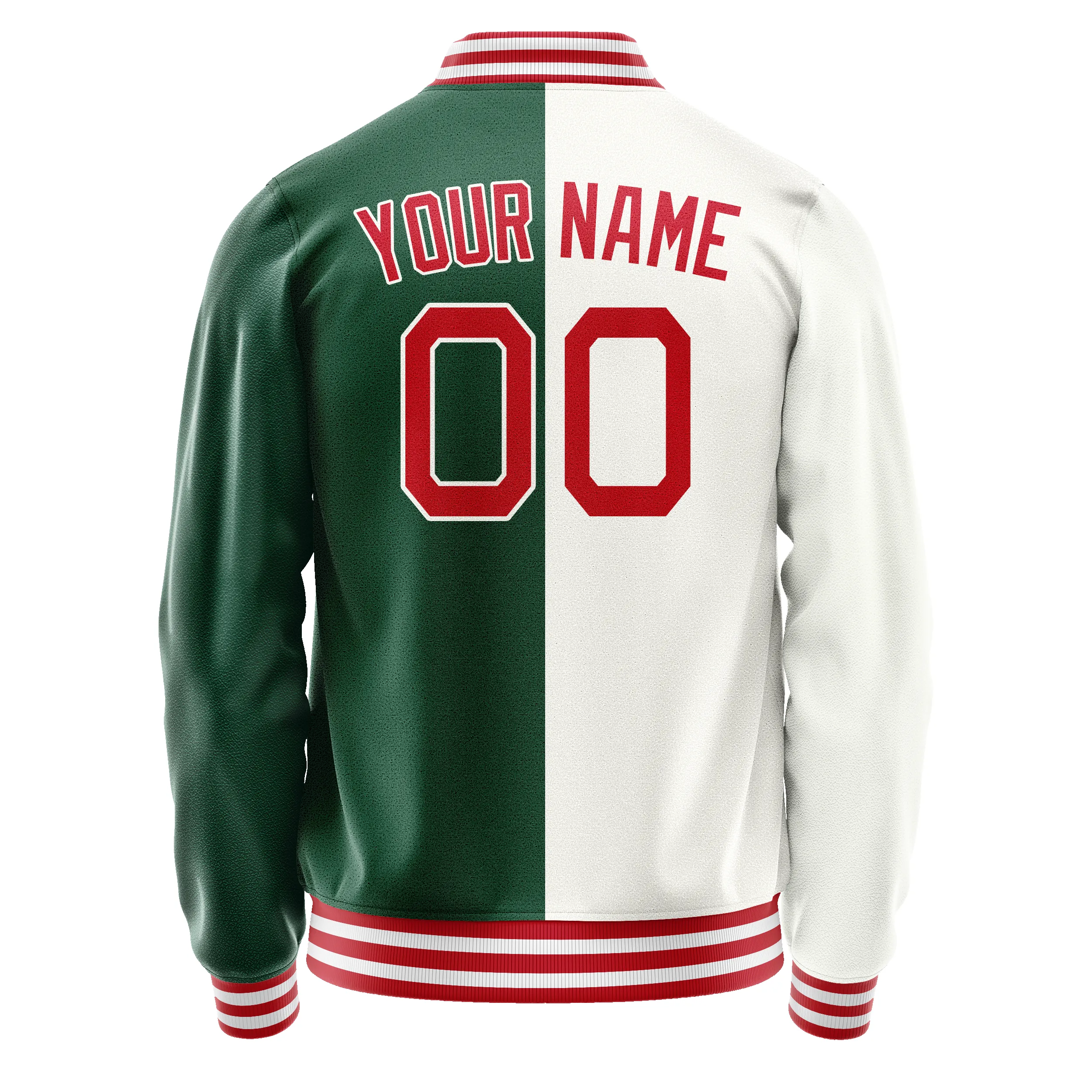 Custom Kelly-Green White Split Varsity Letterman Jacket sold by Tailorly product image thumbnail 3