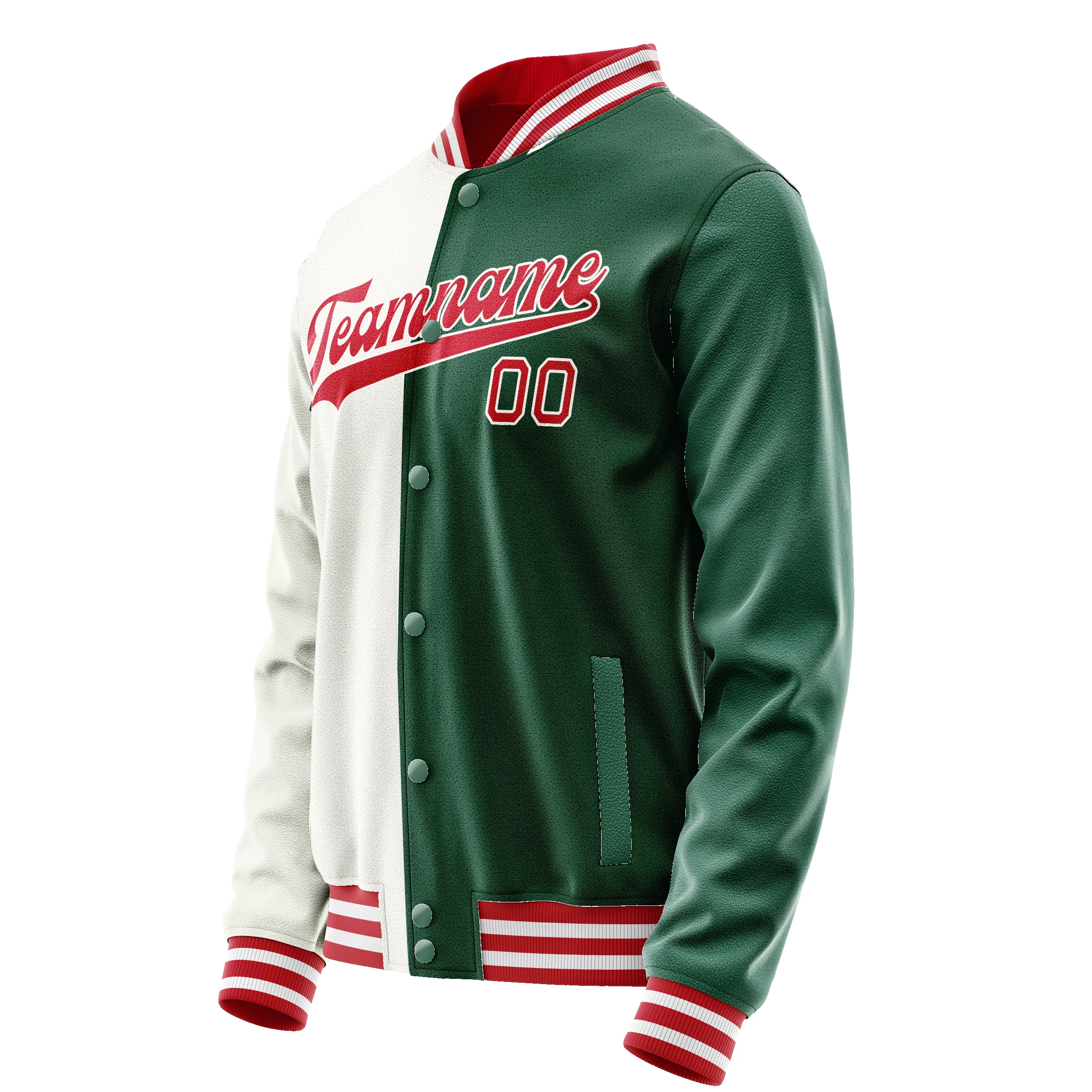 Custom Kelly-Green White Split Varsity Letterman Jacket sold by Tailorly product image thumbnail 4