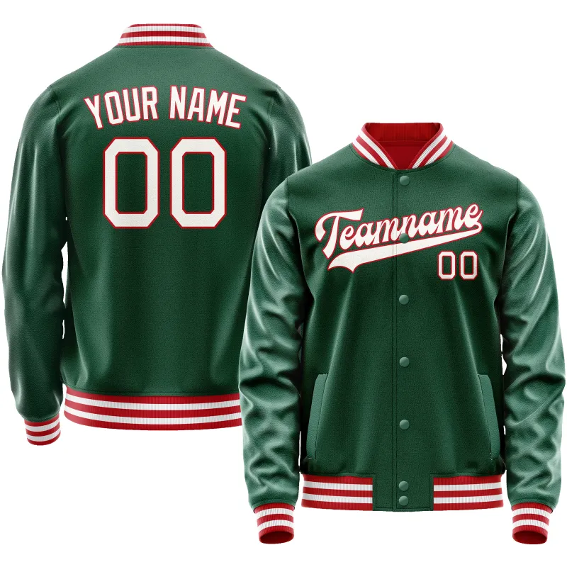 Custom Kelly-Green White Solid Color Varsity Letterman Jacket sold by Tailorly