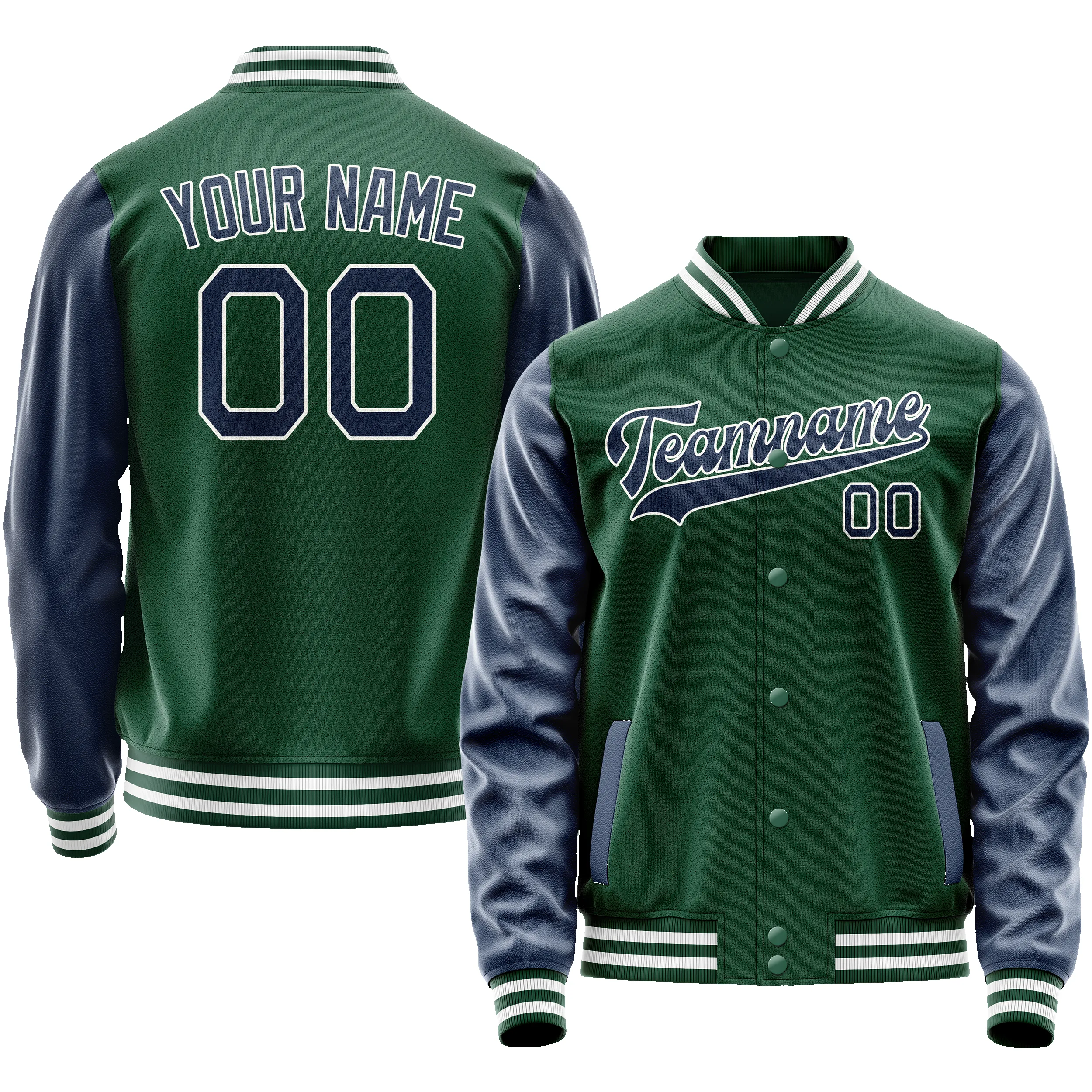 Custom Kelly-Green Royal Solid Color Varsity Letterman Jacket sold by Tailorly