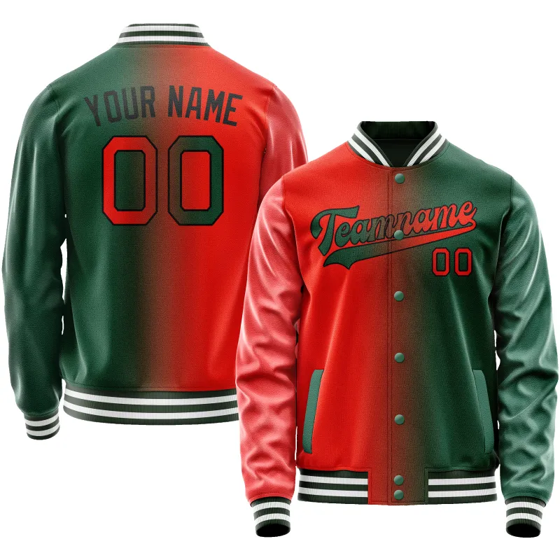 Custom Kelly-Green Orange Gradient Varsity Letterman Jacket sold by Tailorly
