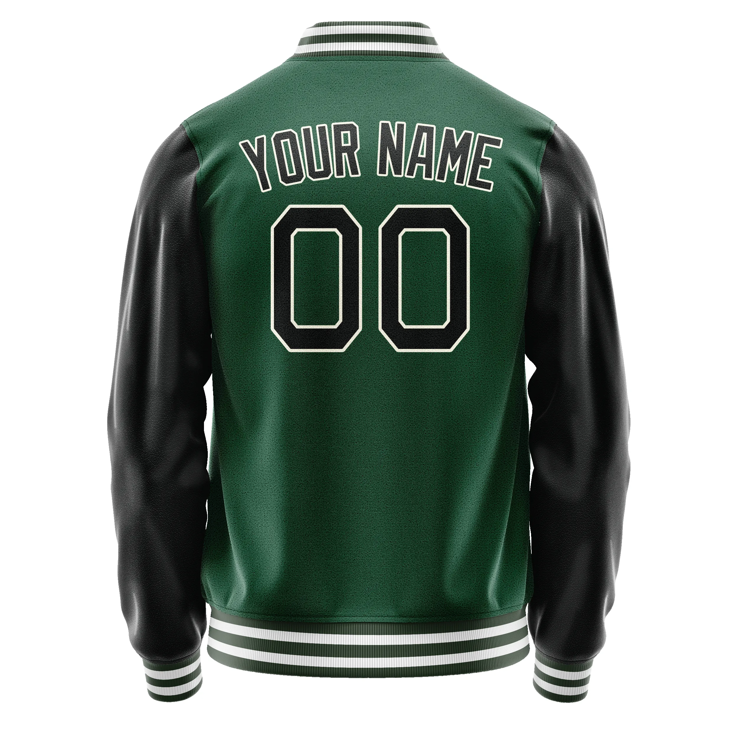 Custom Kelly-Green Black Solid Color Varsity Letterman Jacket sold by Tailorly product image thumbnail 3