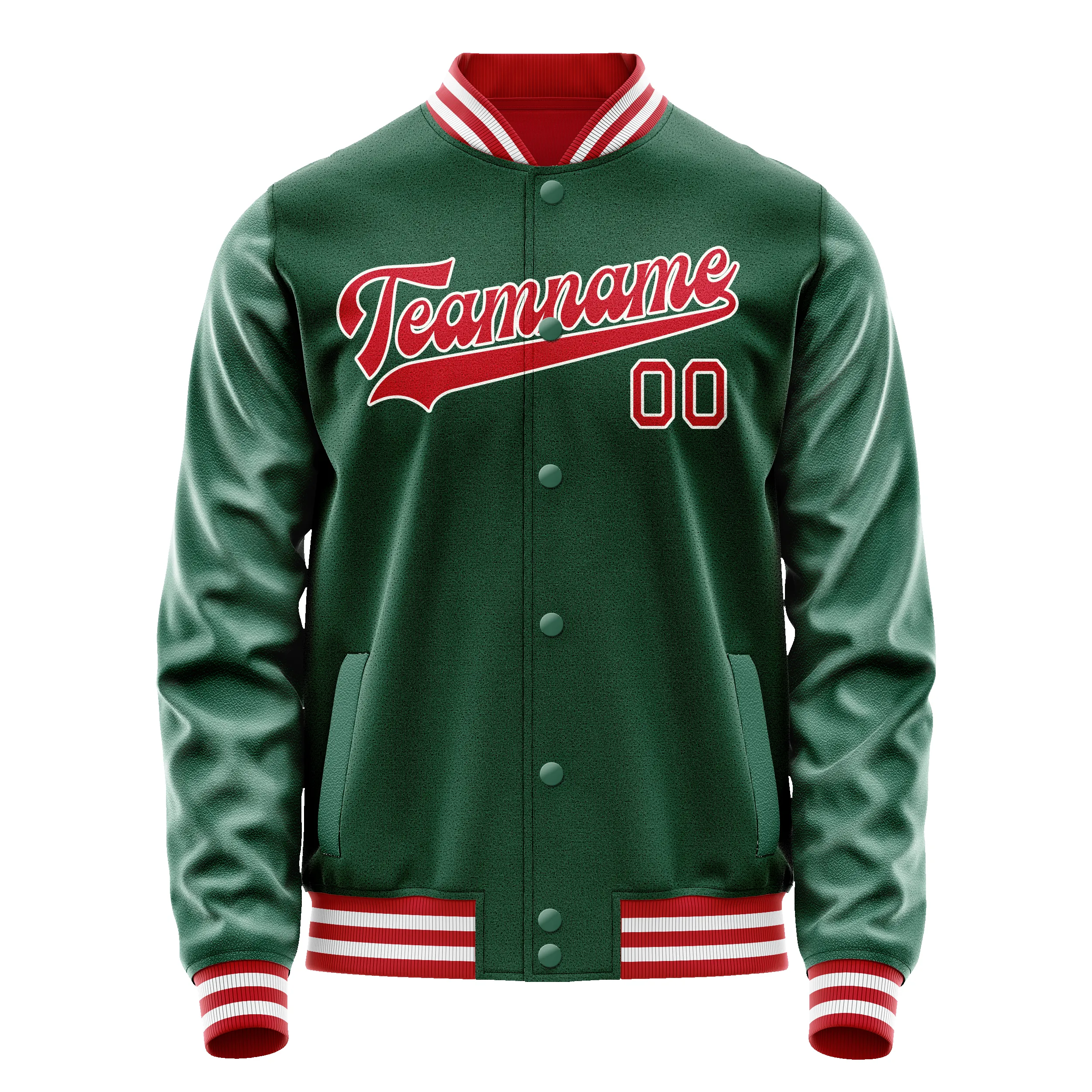 Custom Kelly-Green Red Solid Color Varsity Letterman Jacket sold by Tailorly product image thumbnail 2