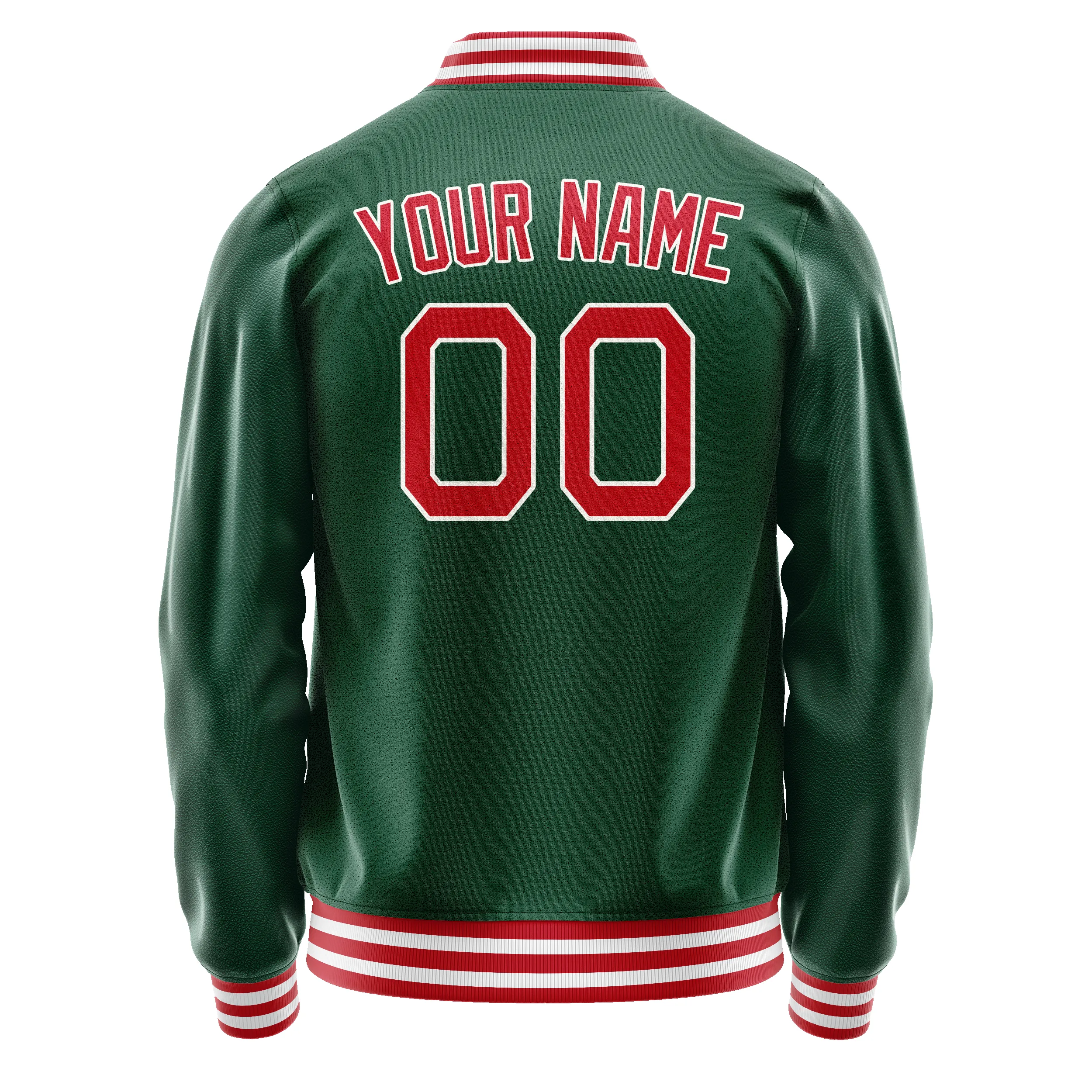Custom Kelly-Green Red Solid Color Varsity Letterman Jacket sold by Tailorly product image thumbnail 3