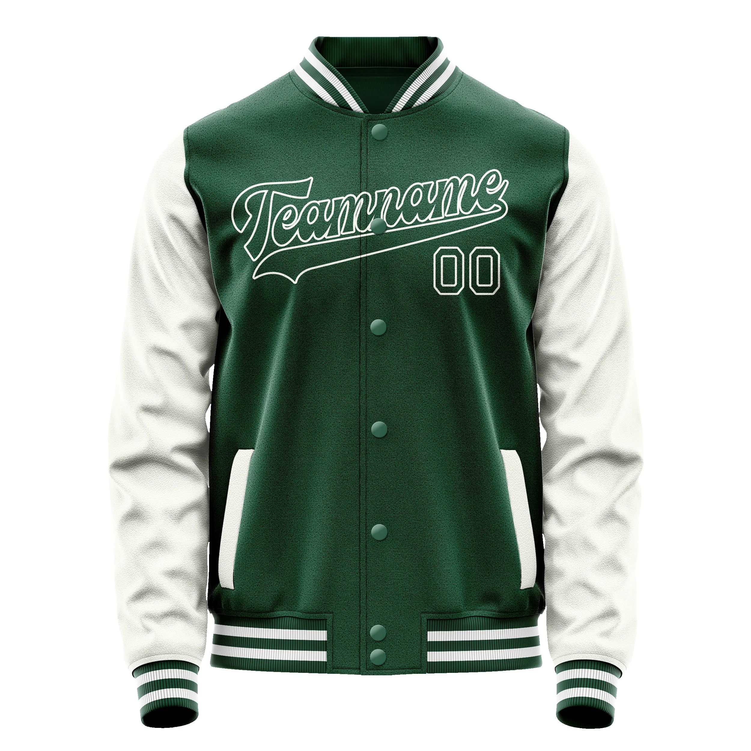 Custom Kelly-Green White Solid Color Varsity Letterman Jacket sold by Tailorly product image thumbnail 2