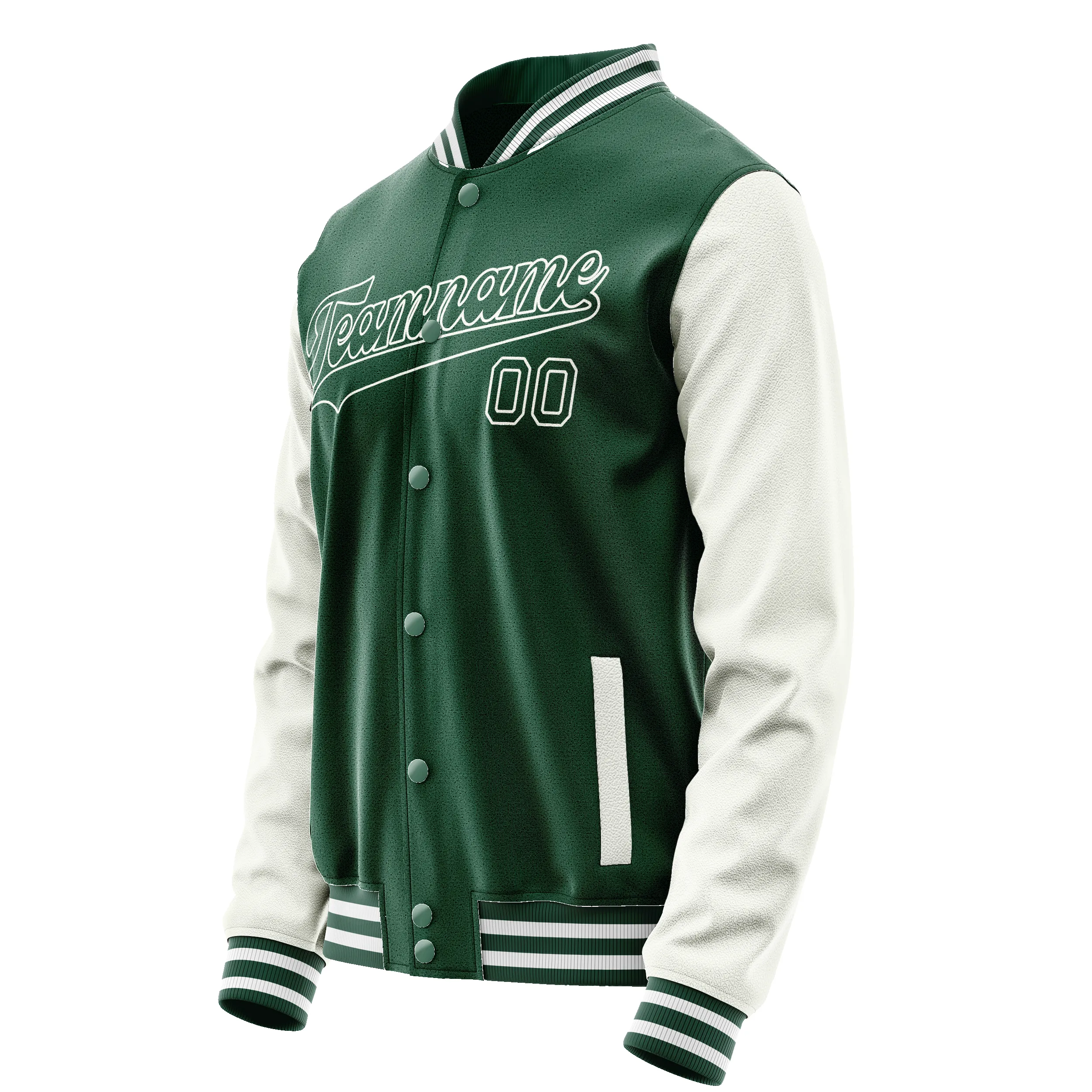 Custom Kelly-Green White Solid Color Varsity Letterman Jacket sold by Tailorly product image thumbnail 4