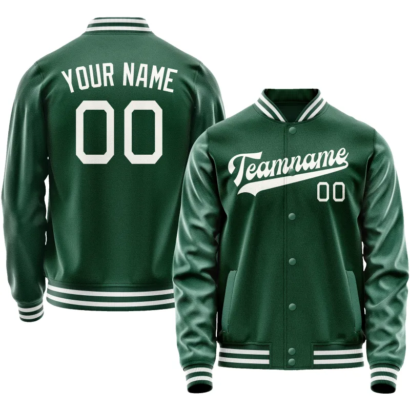 Custom Kelly-Green Gray Solid Color Varsity Letterman Jacket sold by Tailorly